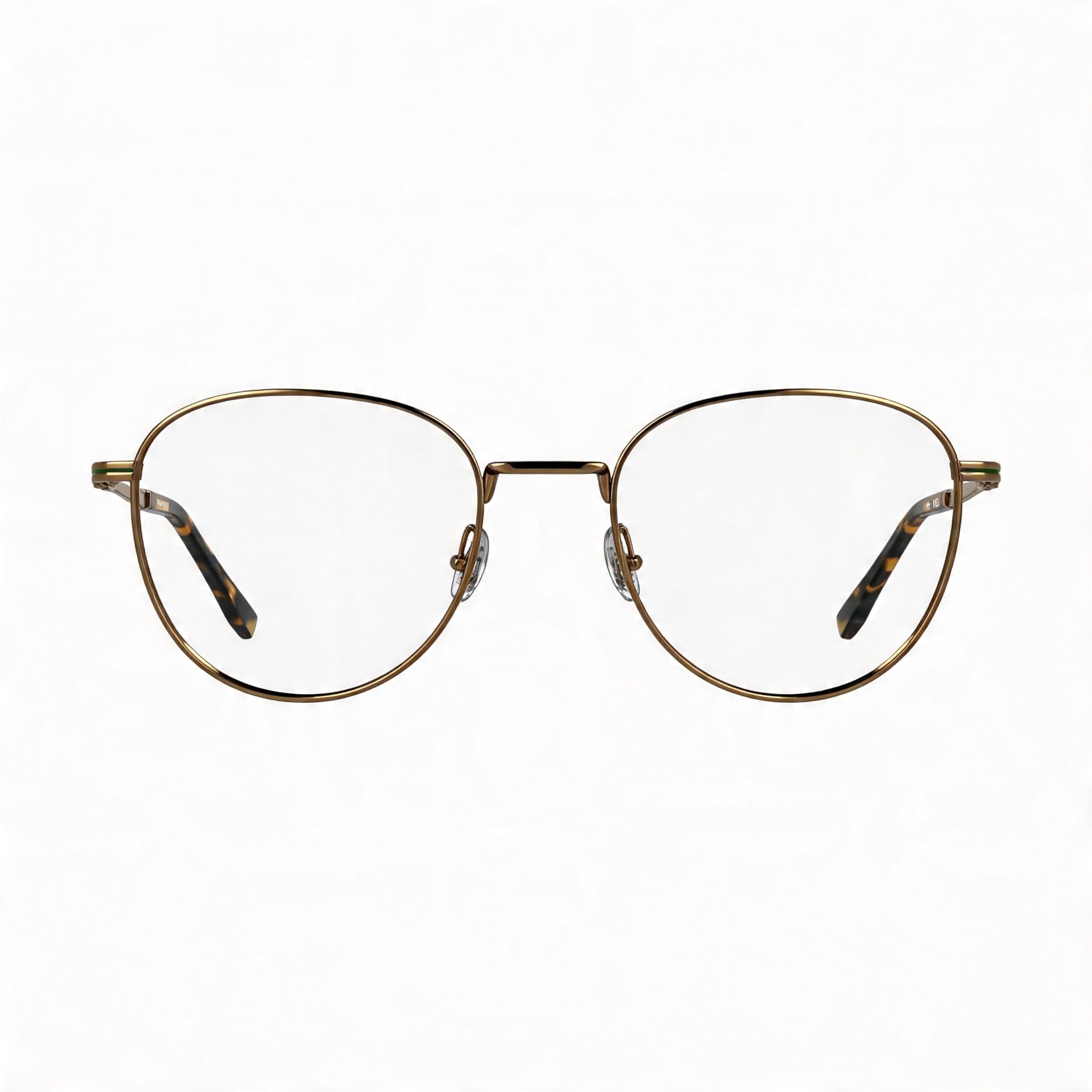 Gafas unisex Lacoste Modern L2312 con montura ovalada de metal de aro completo en oro ámbar, ancho de mica de 52 mm, Photo 2