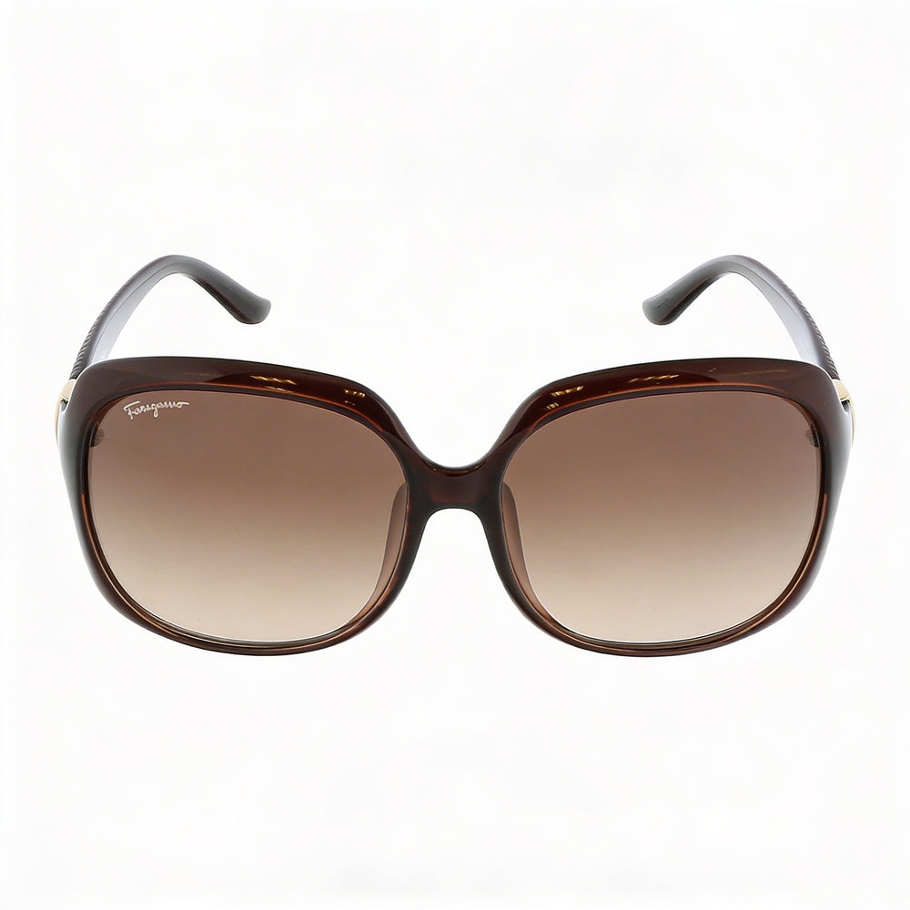 Gafas de sol graduadas Salvatore Ferragamo SF739SA 210 para mujer, de plástico marrón, de gran tamaño, con degradado marrón, protección UV, 59 mm