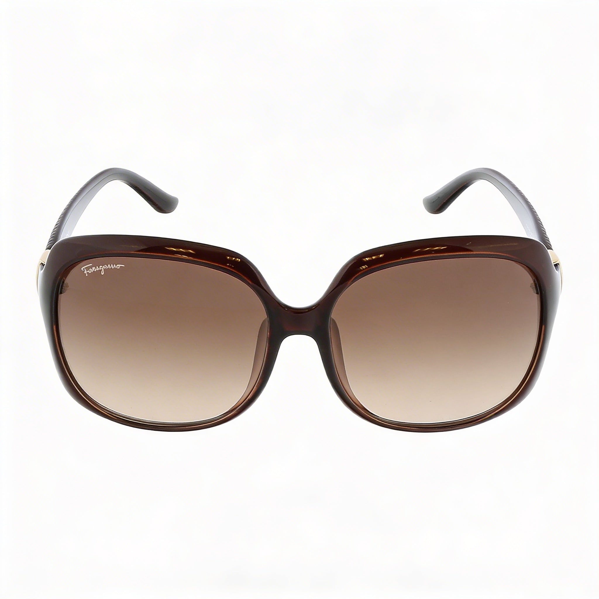 Gafas de sol graduadas Salvatore Ferragamo SF739SA 210 para mujer, de plástico marrón, de gran tamaño, con degradado marrón, protección UV, 59 mm, Photo 2