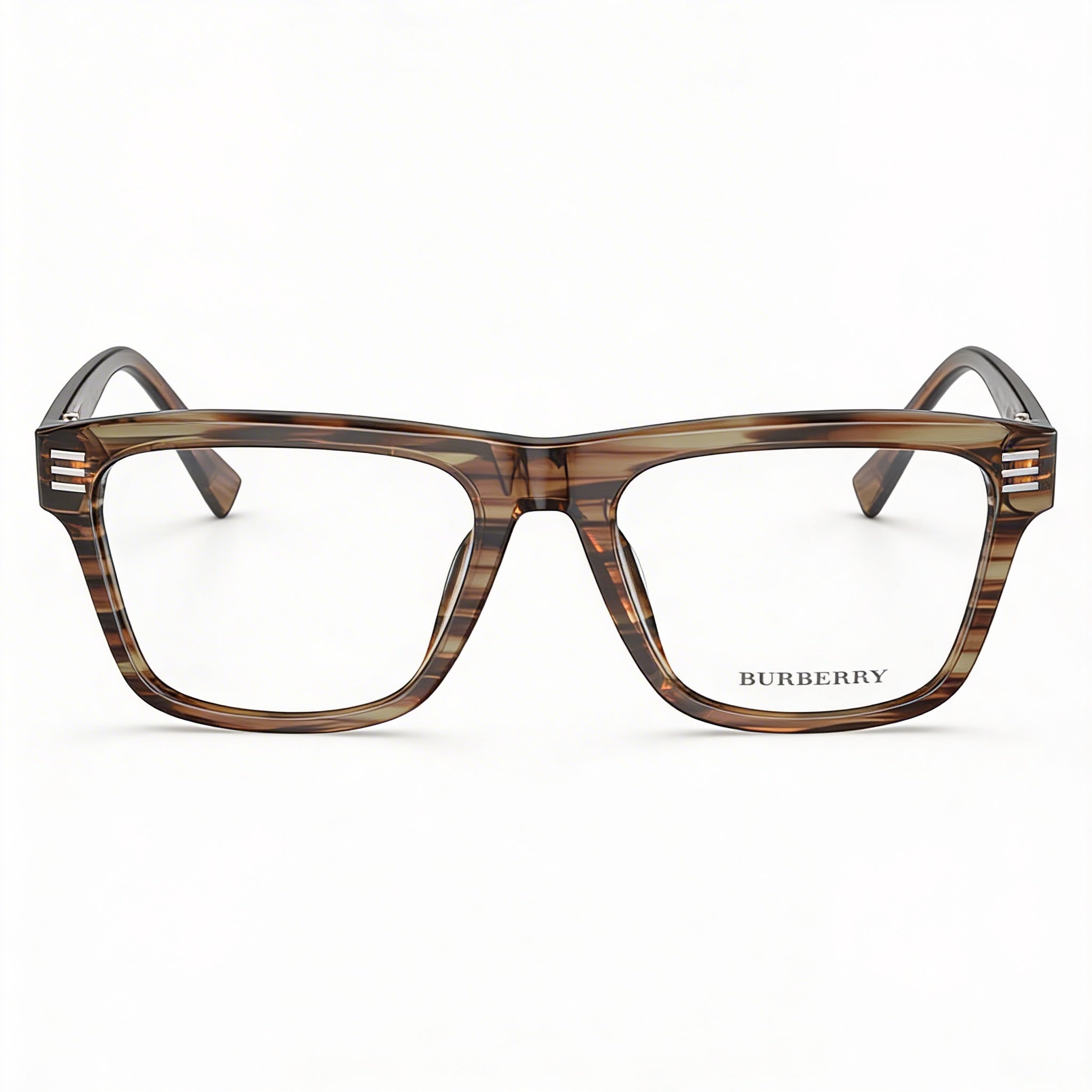 Montura de gafas Burberry para mujer en color marrón, aptas para prescripción médica, con lentes transparentes de demostración y puente de 18 mm., Photo 2