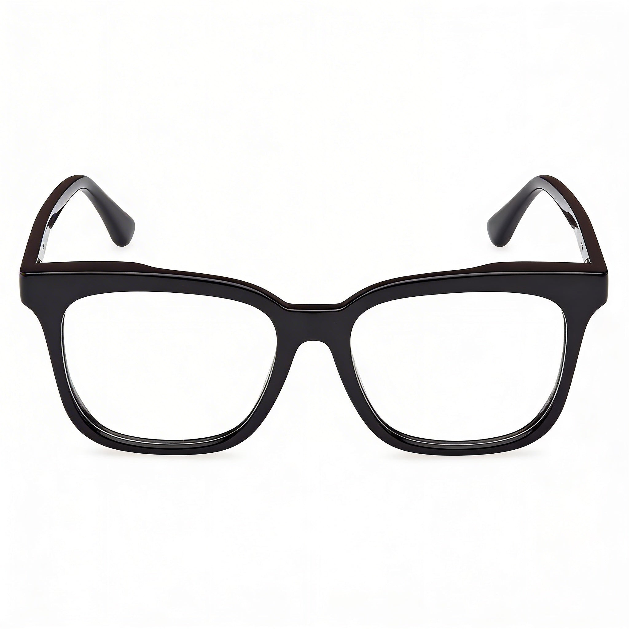 Gafas MaxMara modernas para mujer con montura de plástico negro brillante y lentes transparentes, talla 51-16-140, Photo 2
