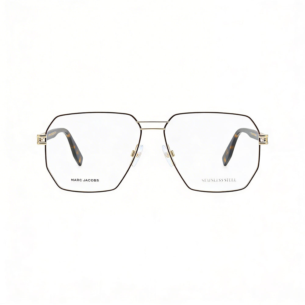 Marc Jacobs Comtemporary Women's Gold Brown Metal Durable Lightweight Eyeglass Frames with Integrated Nose-Pads and Non-Slip Temples