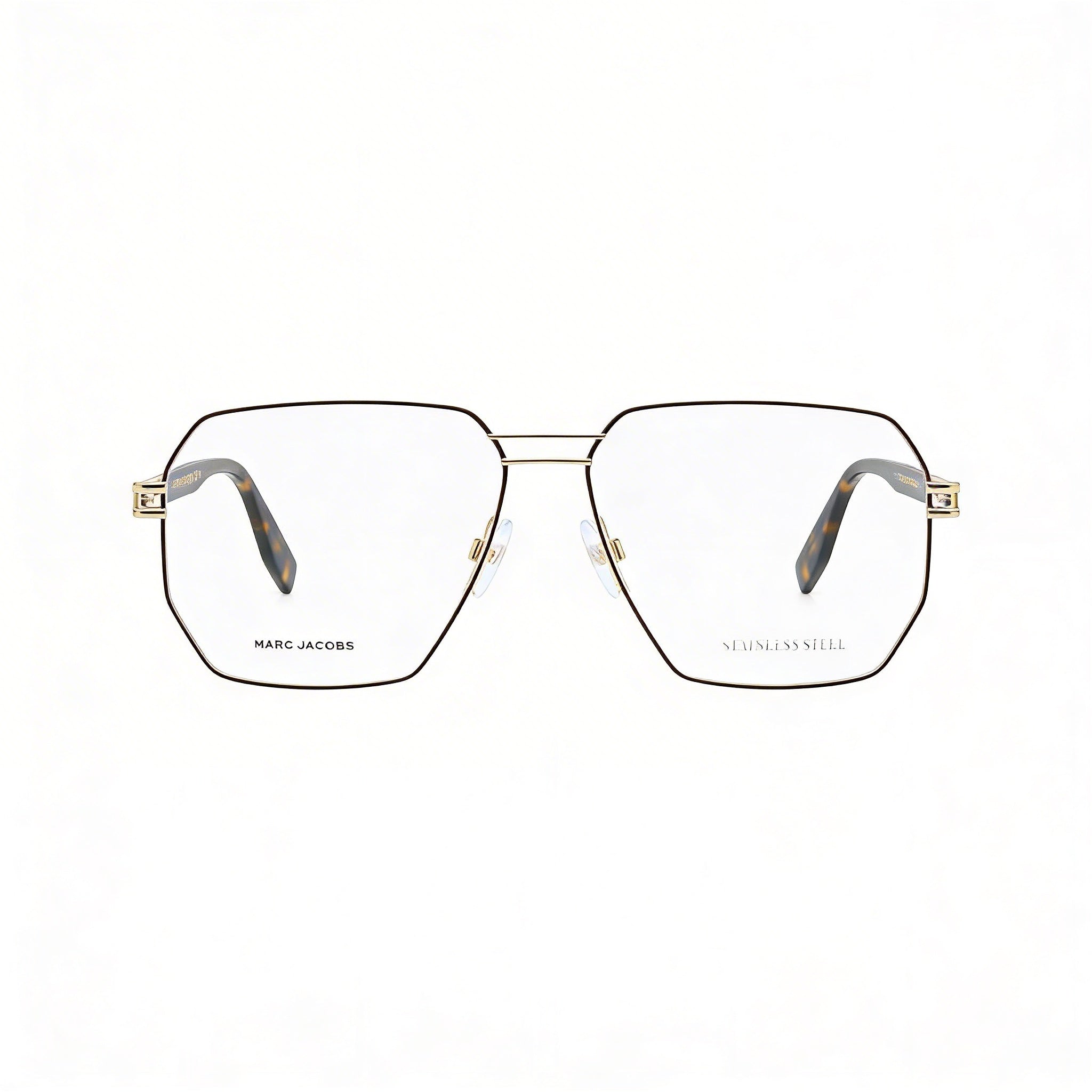 Marc Jacobs Comtemporary Women's Gold Brown Metal Durable Lightweight Eyeglass Frames with Integrated Nose-Pads and Non-Slip Temples, Photo 2