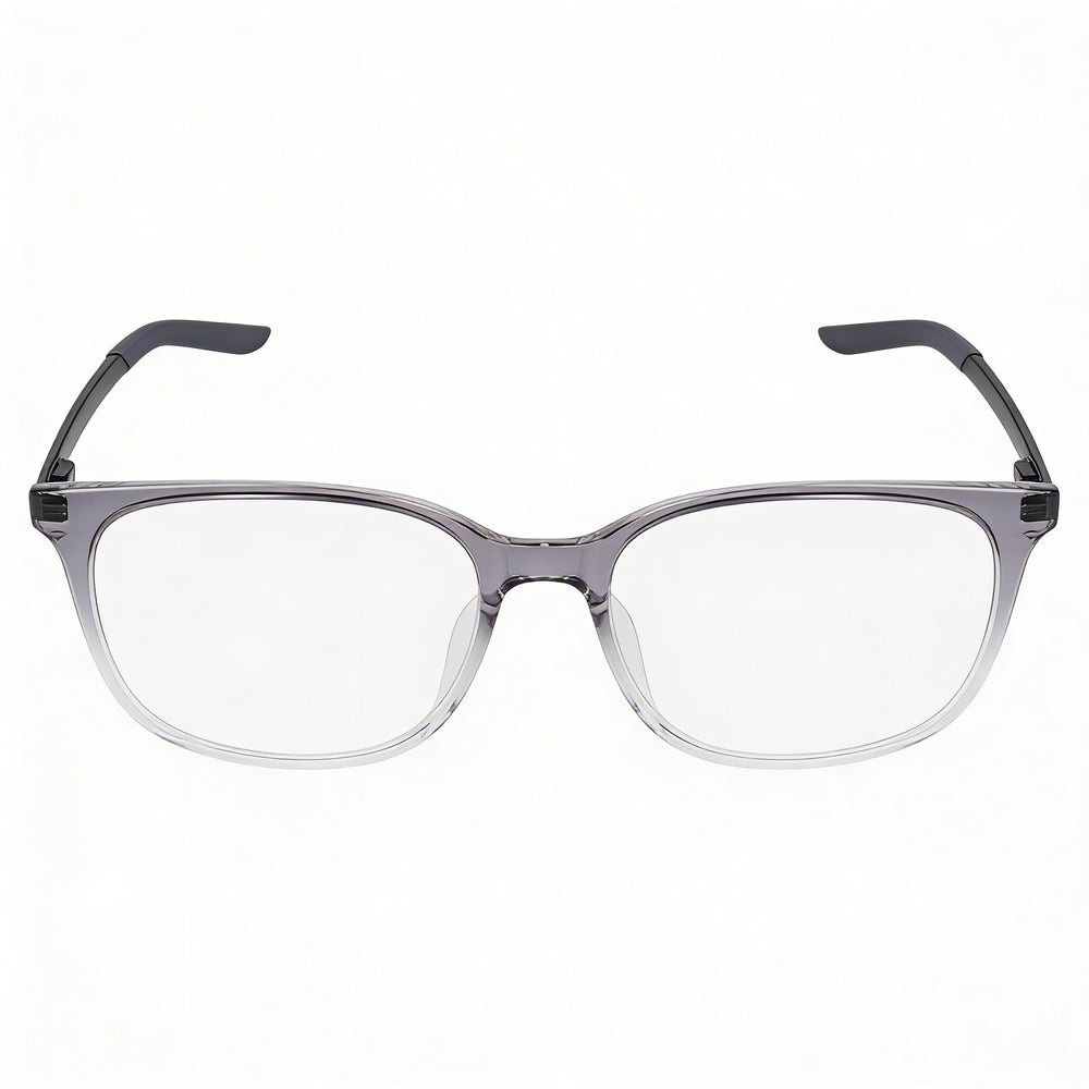Nike Women's 7283 Plastic Frame Eyeglasses, Featuring Dark Grey Clear Fade Frame, Lens Width 52mm