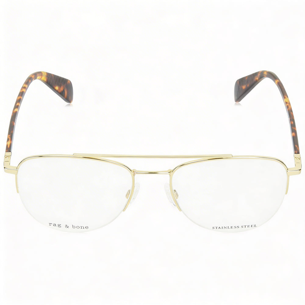 Rag & Bone Modern Unisex Gold Alloy Steel Frame Polycarbonate Lens 54mm Lens, 18mm Bridge, 145mm Temple Sunglasses