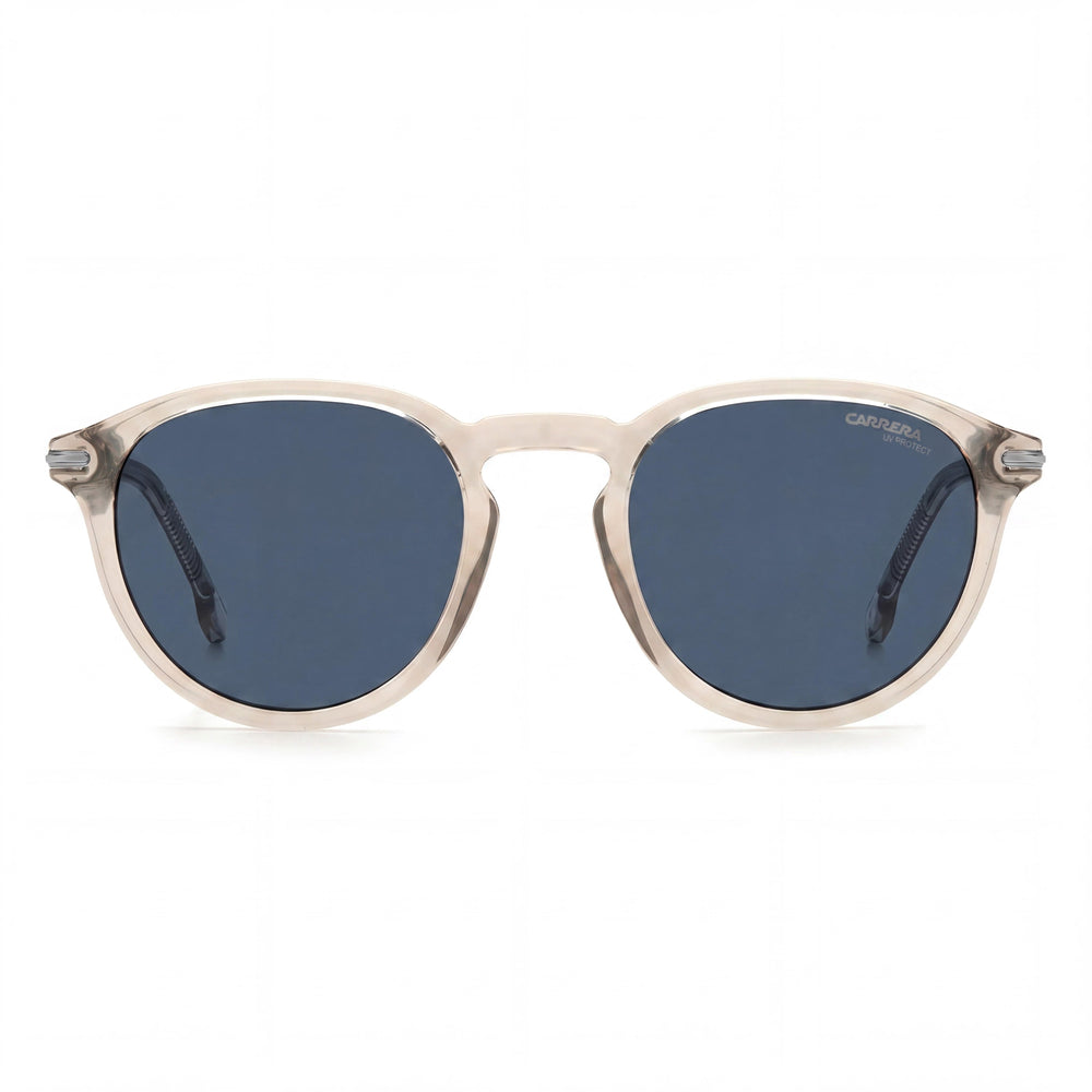 Gafas de sol Carrera 277/S unisex, armazón de propionato transparente marrón barro, con lentes azul nude cristalino de 50 mm con protección UV