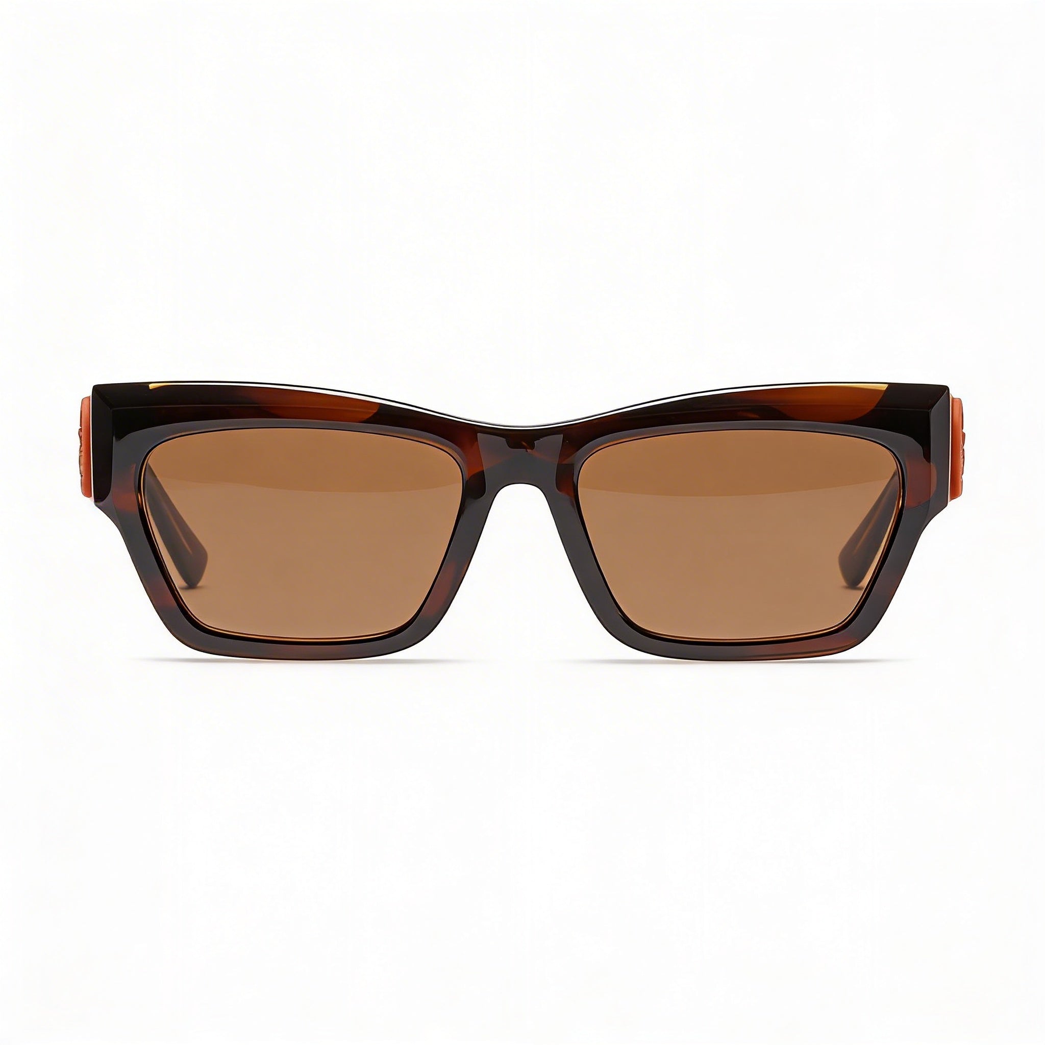 Gafas de sol para hombre Longchamp Modern LO763S con montura a rayas marrón, lentes a rayas marrón, forma rectangular modificada, Photo 2