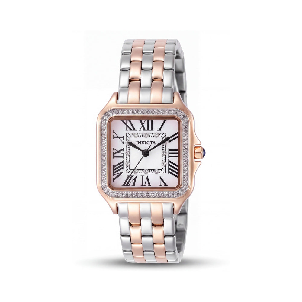 Invicta Angel 50580 Reloj de Cuarzo Clásico para Mujer con Diseño Oro Rosa, Acero Inoxidable y Esfera Plateada 28mm
