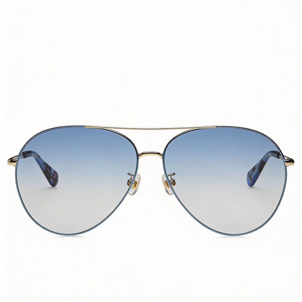 kate spade new york Carolane/F/S Women's Pilot Metal Frame UV Protected Sunglasses Blue Gold Frame Blue Lens 61mm