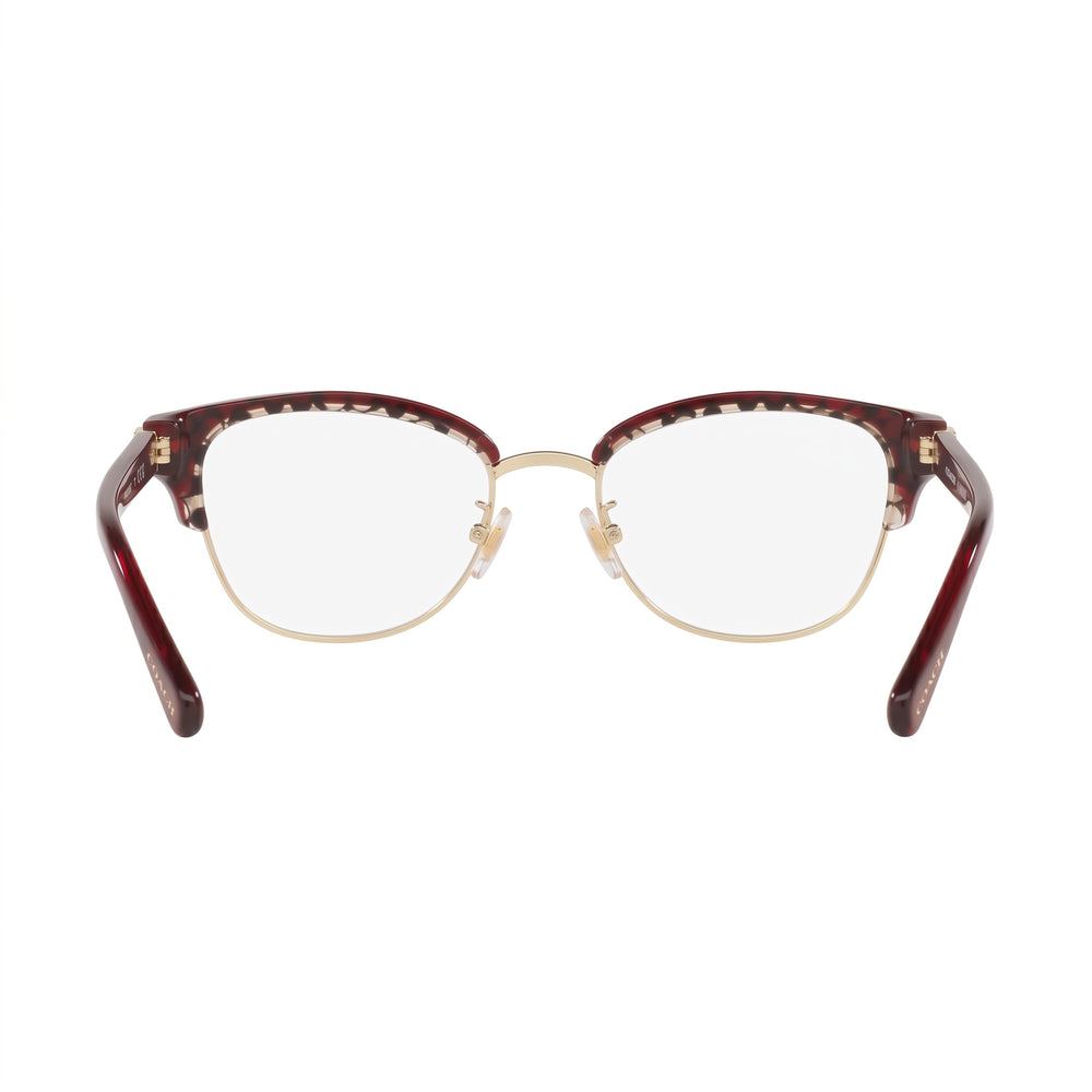 Armazones de lentes de plástico semi al aire tipo ojo de gato para mujer COACH Hc6195, color dorado claro brillante y rojo Signature C, 53 mm