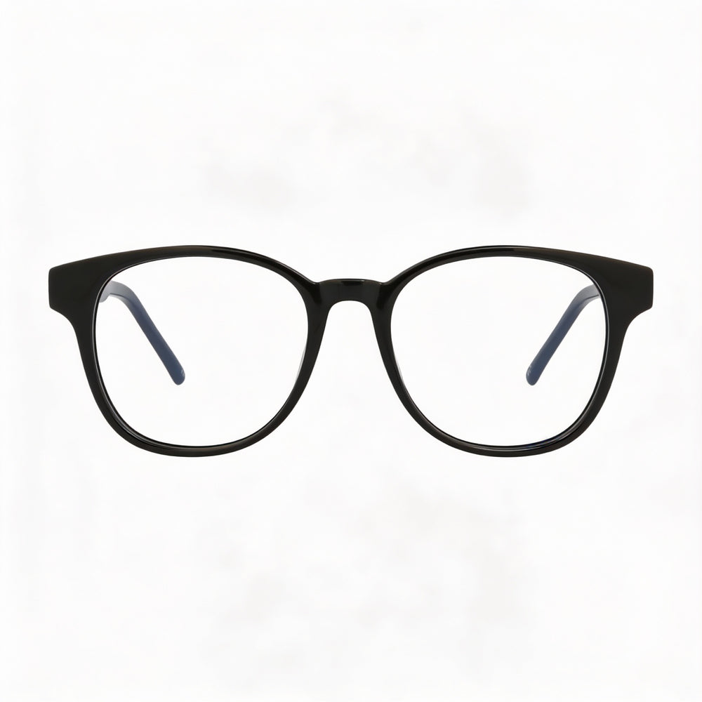 Gafas unisex Saint Laurent SL 399 redondas/ovaladas, montura de plástico transparente negra, lentes transparentes, 53 mm