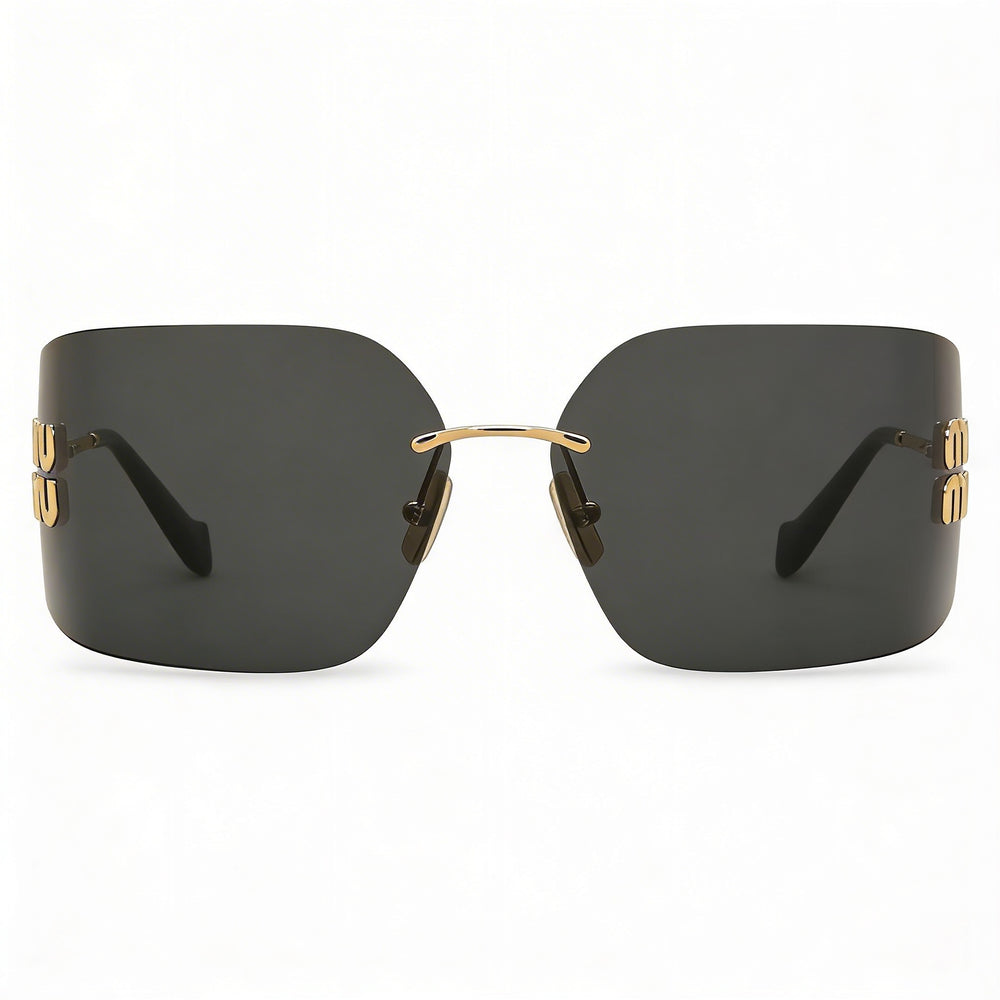 Miu Miu Modern Women's Metal Gold Dark Grey Frame Grey Lens Non-Polarized Sunglasses 54mm