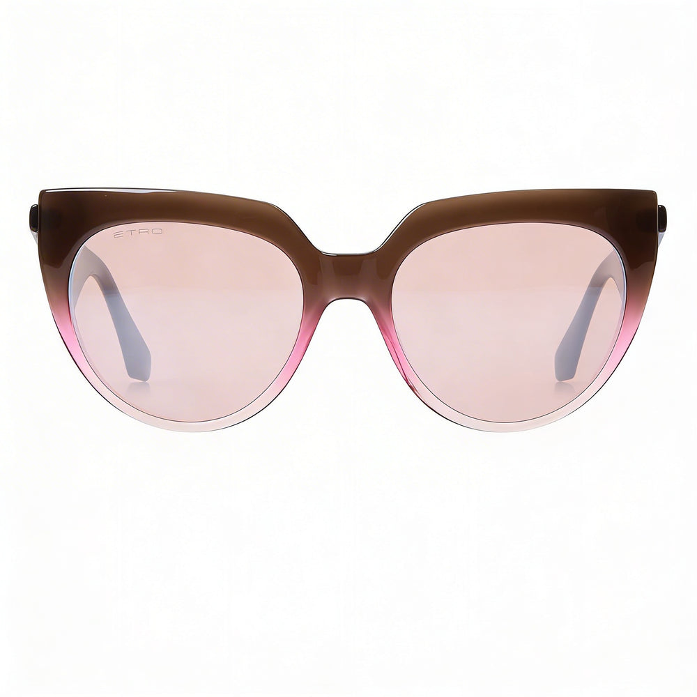 Etro Casual Women's Brown Fuchsia Acetate Sunglasses Pink Flash Silver Lenses 55-19-145