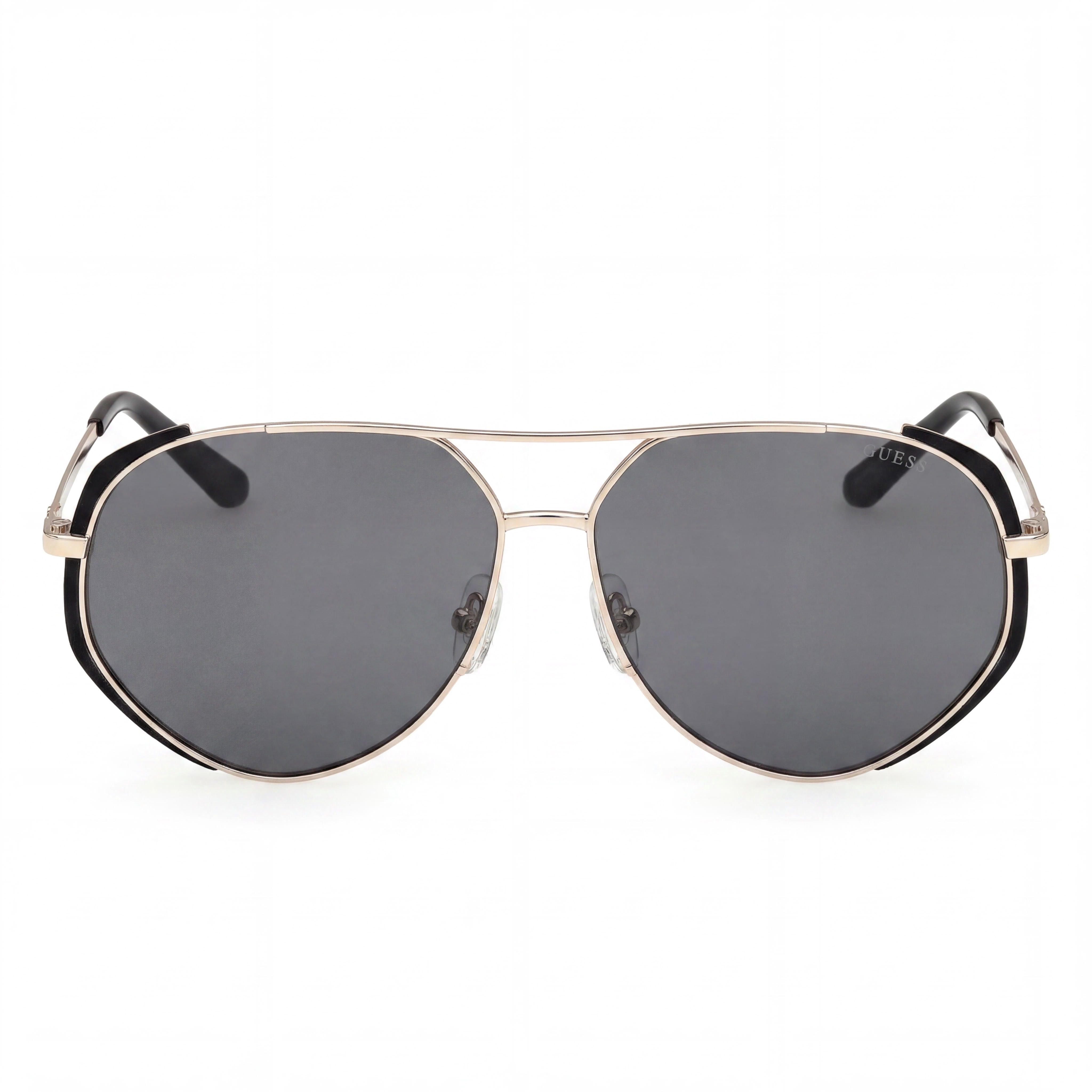 Gafas de sol GUESS de metal para mujer GU00219, Negro Mate Oro Pálido Brillante, Lentes de policarbonato con protección UV Ahumado 59 mm, Photo 2