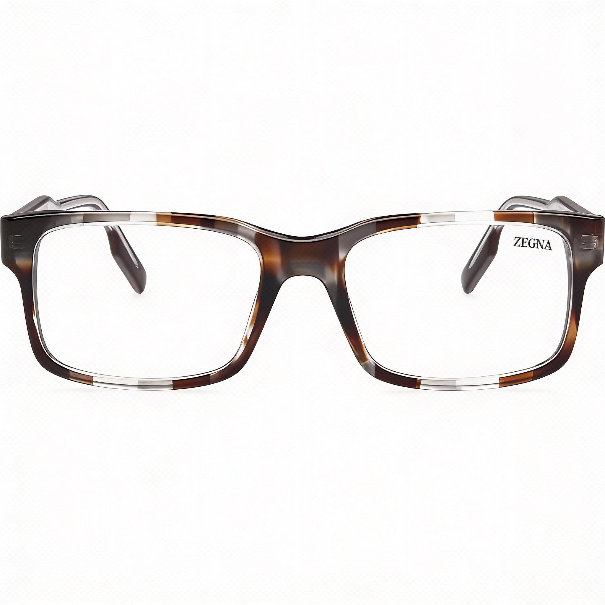 Ermenegildo Zegna Ez5254 Women's Acetate Soft Rectangular Optical Frames Shiny Stripped Brown 54-18-145, Photo 2