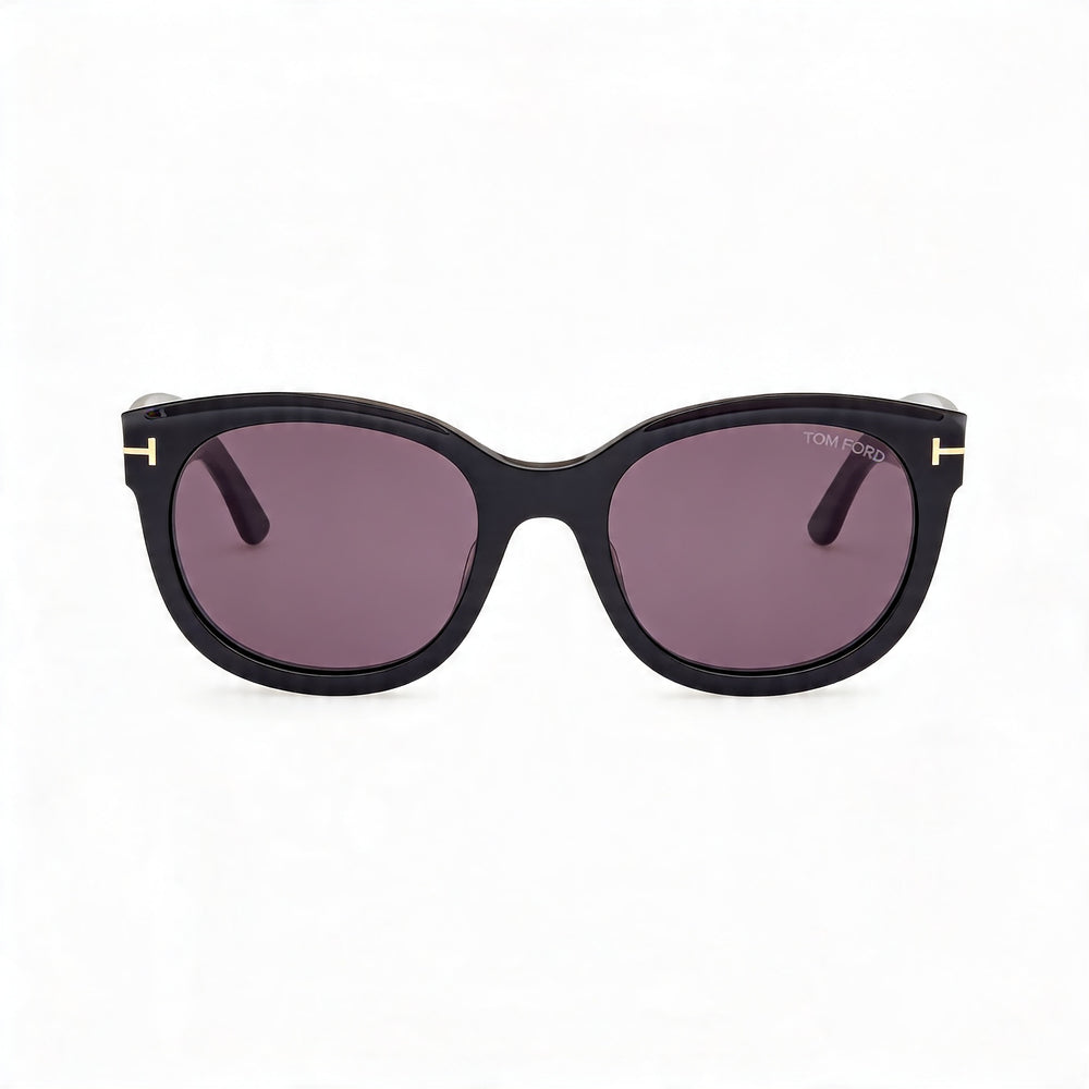 Tom Ford Tamara FT1114 Gafas de sol para mujer con montura de plástico negro brillante, lentes ahumadas, protección UV del 100 %, 54 mm