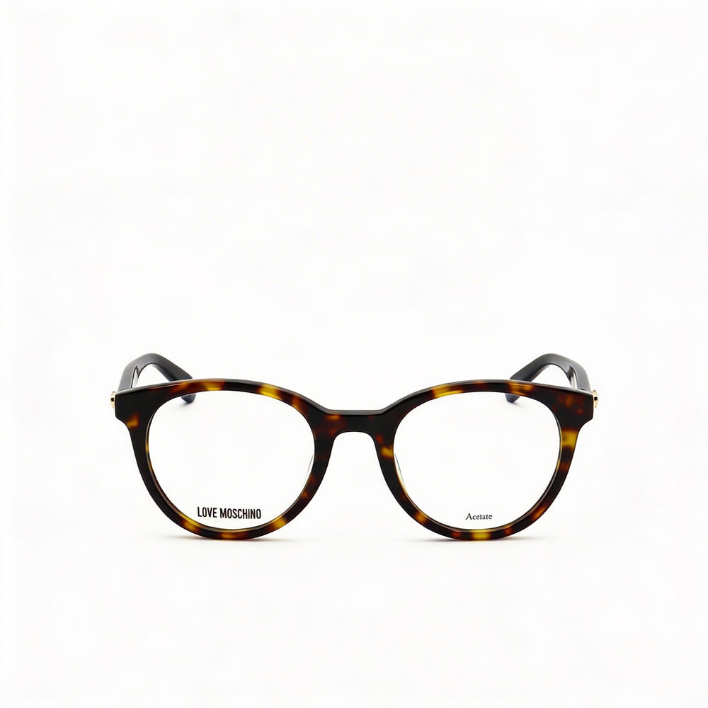 Moschino MOL518 Women's Full-Rim Round Plastic Eyeglass Frames in Havana with Polycarbonate Lenses 49mm