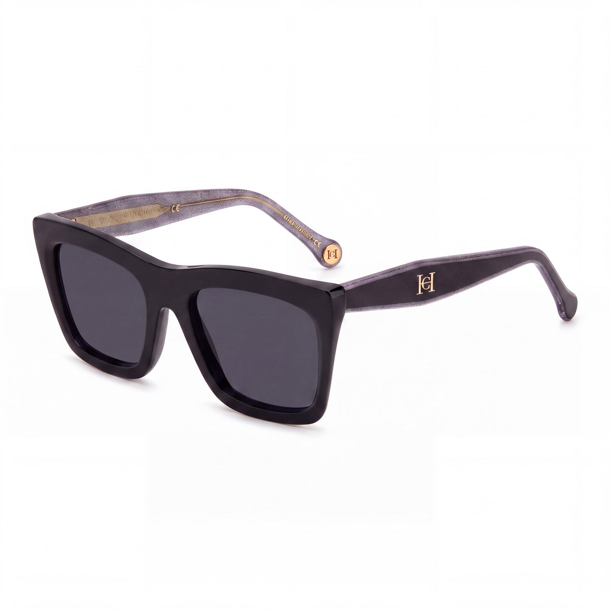 Gafas de sol Carolina Herrera para mujer, modernas, negras con montura plateada de acetato, lentes de policarbonato de 53 mm con 100 % de protección UV, Photo 1