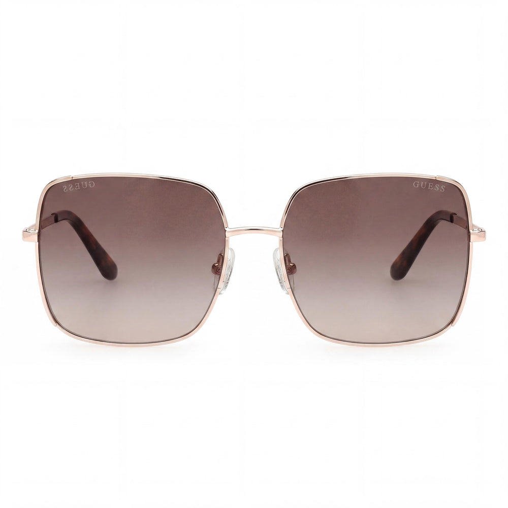 Gafas de sol GUESS GU00194 de metal brillante oro rosa degradado marrón UV 400 para mujer, 58 mm