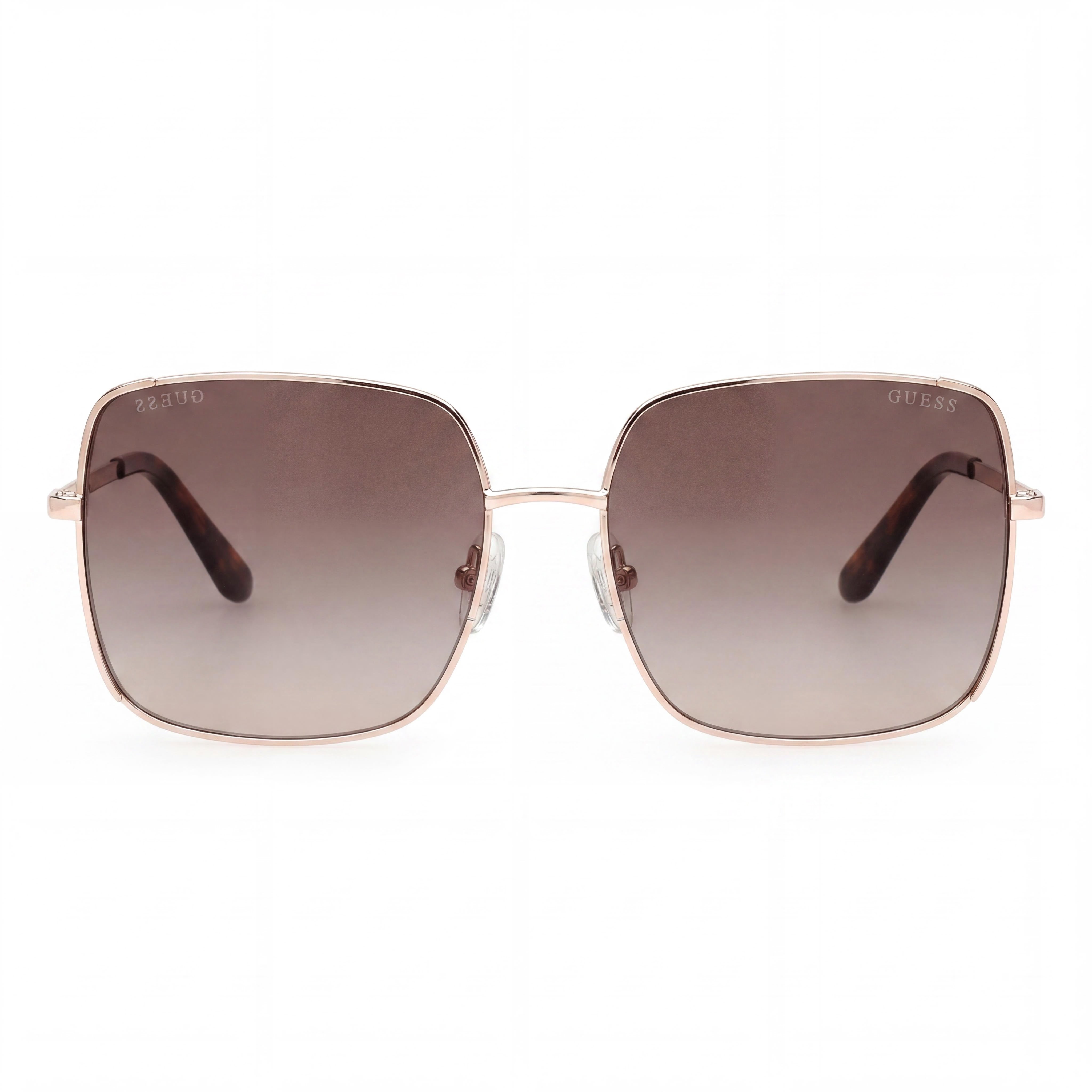Gafas de sol GUESS GU00194 de metal brillante oro rosa degradado marrón UV 400 para mujer, 58 mm, Photo 2