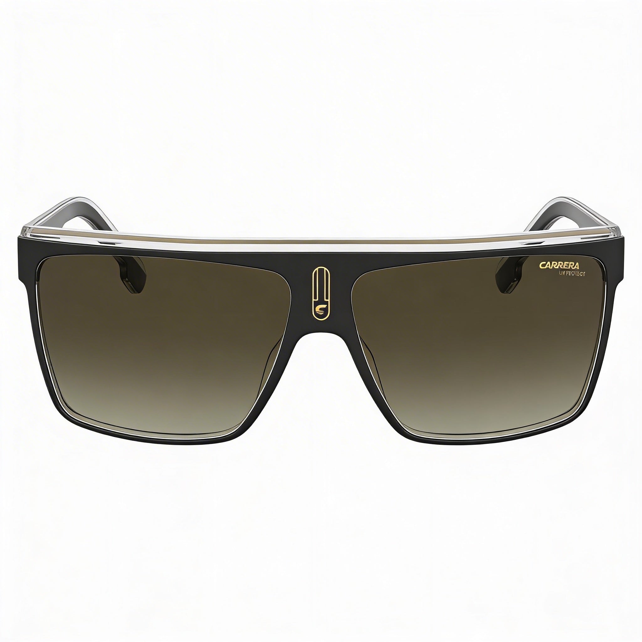 Carrera 22/N Gafas de sol para hombre, montura de poliamida negra y dorada, lentes marrones degradadas, protección UV, 63 mm, Photo 2