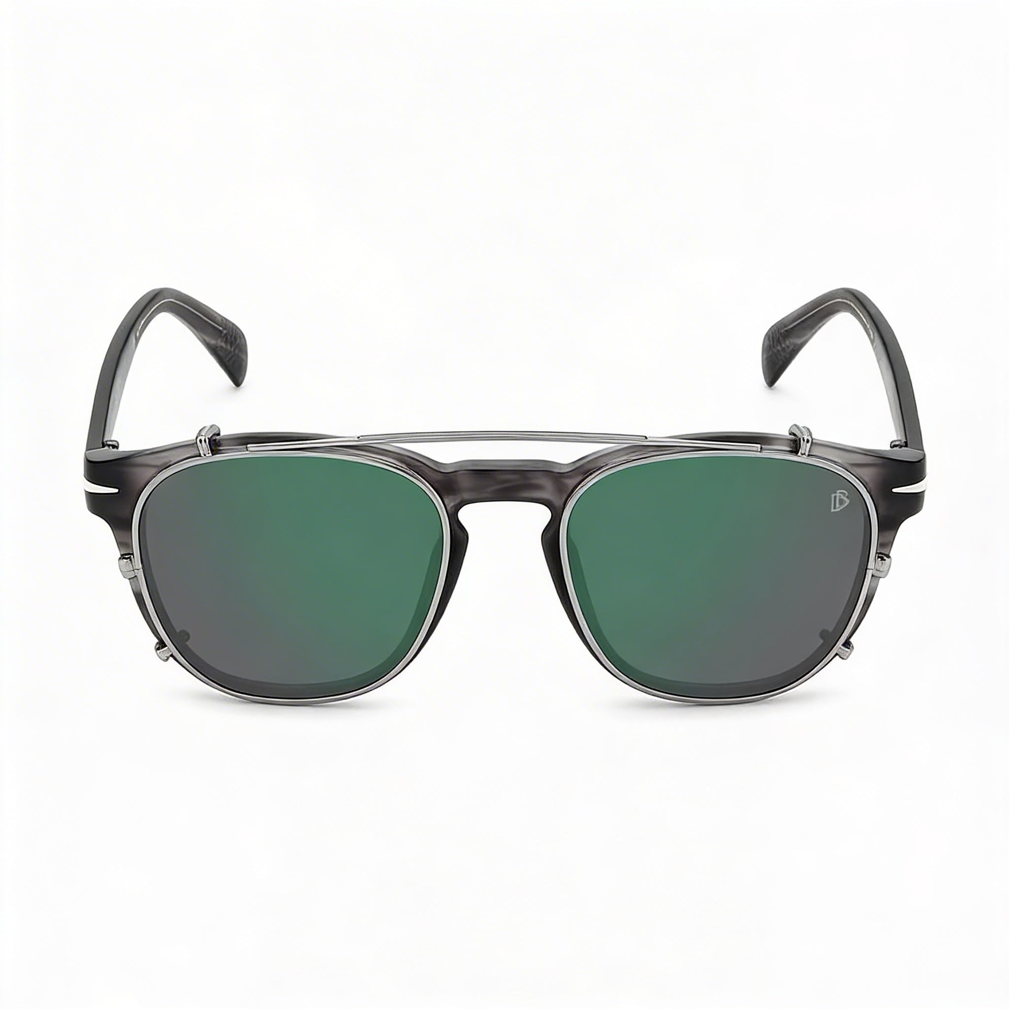 David Beckham Db 1117/Cs Gafas de Hombre con Clip de Aluminio Cuerno Gris Plata con Lentes UV Verdes 50-20-145, Photo 2