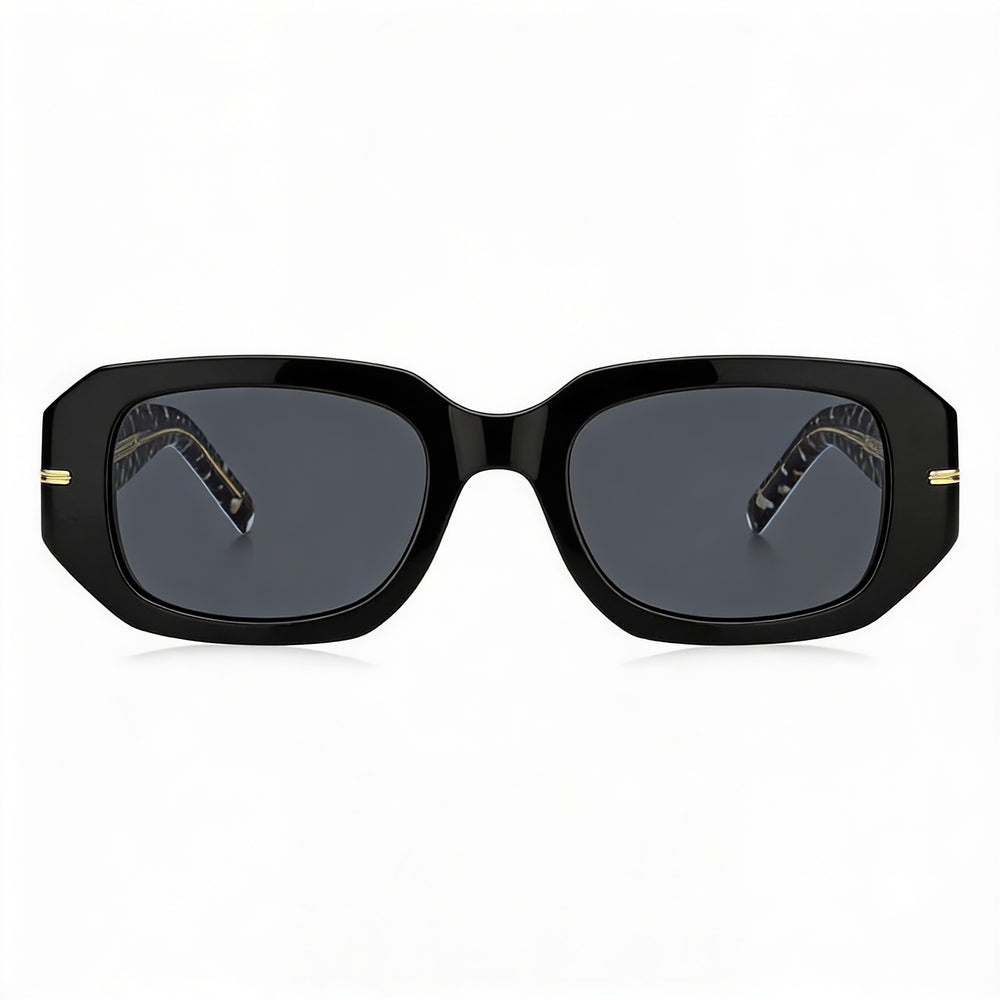 Gafas de sol clásicas Hugo Boss BOSS 1608/S para mujer, armazón de acetato negro y gris, lente negra de 50 mm