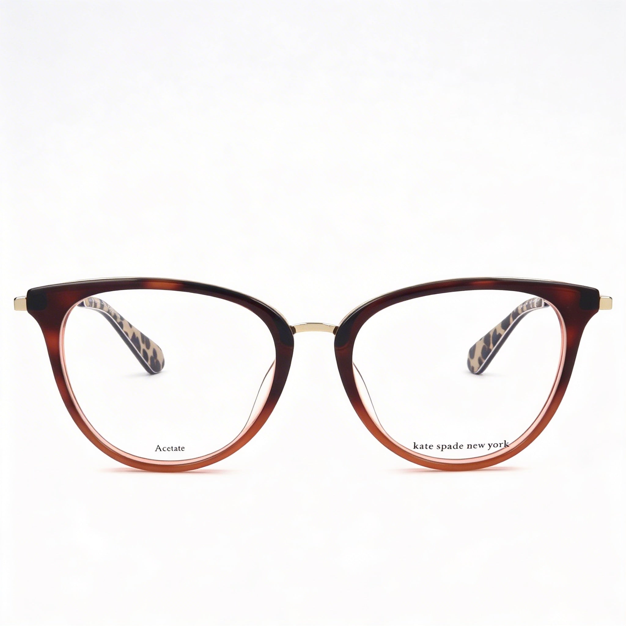 Kate Spade New York Modern Unisex Prescription Ready Acetate Eyeglasses Havana Gold Frame 52-18-140mm, Photo 2