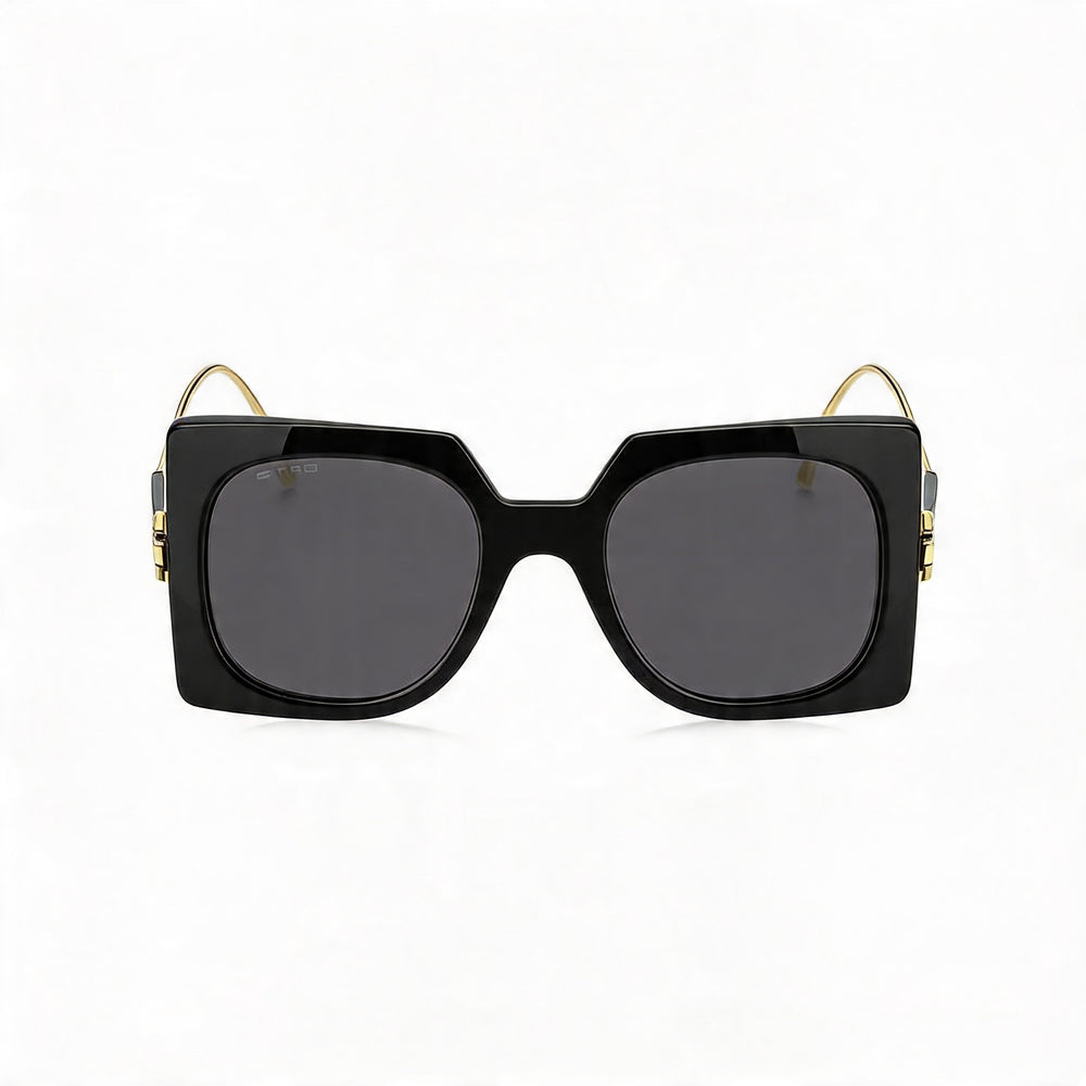 Etro Classic Women's Sunglasses, Acetate Frame in Black Grey, Black Non-Polarized Lenses 54mm