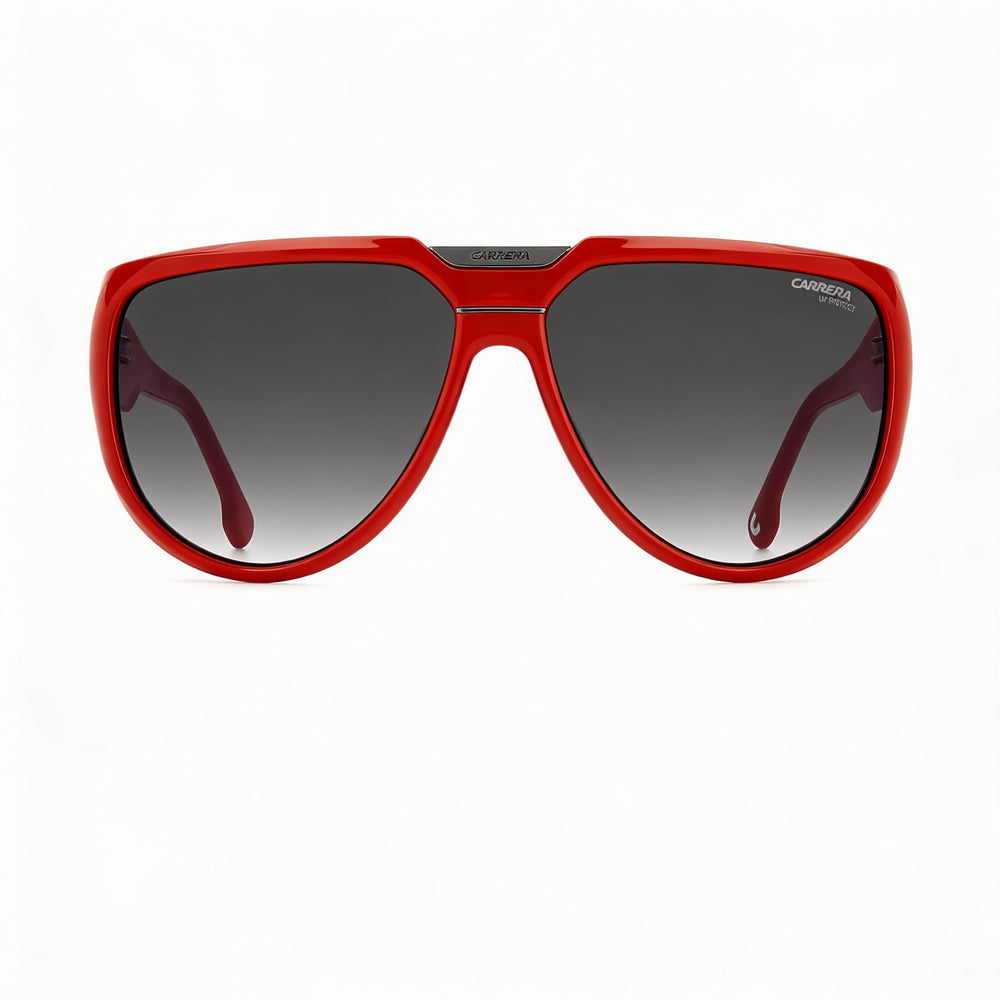 Carrera FLAGLAB 13 Unisex Modern/Trendy Red Injection Propionate Frame Sunglasses, Dark Grey Shaded Lenses, UV Protection, 62mm