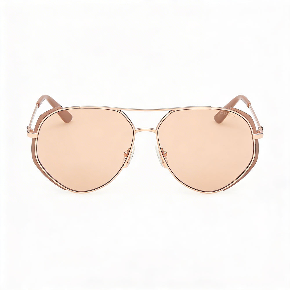 Guess Gu00219 Unisex Acetate Matte Beige & Shiny Rose Gold Frame Brown Lens Non-Polarized UV Protection 59mm Sunglasses