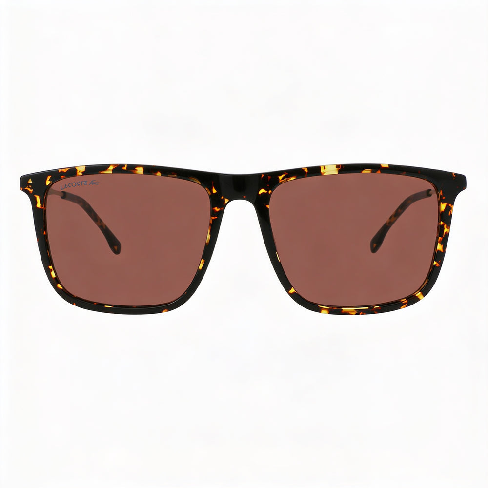 Lacoste L945s Women's Havana Acetate Sunglasses with Solid Brown Lenses, 100% UV Protection, 55mm
