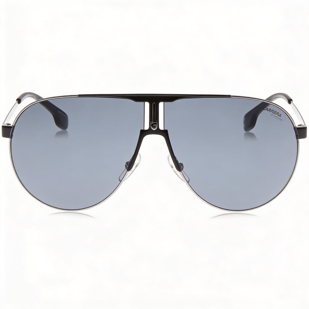Carrera Ca1005/S Unisex Matte Black Stainless Steel Pilot Sunglasses with UV Protected Gradient Gray Blue Lenses 66mm