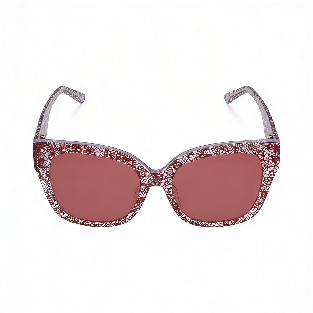 bebe Bb7248 Women's Berry Lace Plastic Frame 100% UV Protective Non-Polarized Sunglasses 56mm