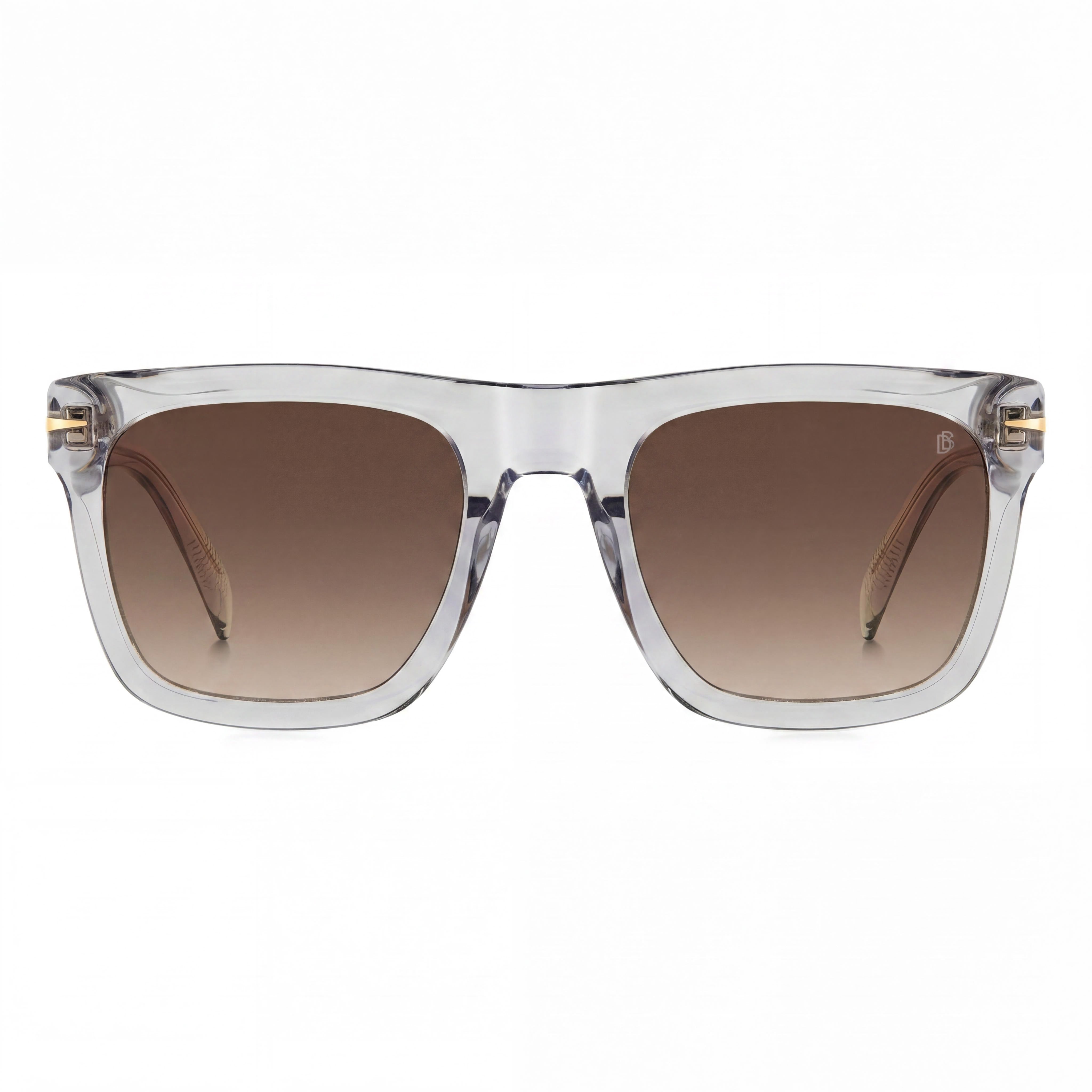 Beckham Modern Men's Crystal Grey Acetate Sunglasses, Brown Shaded Lenses, UV Protection, 54mm, Photo 2
