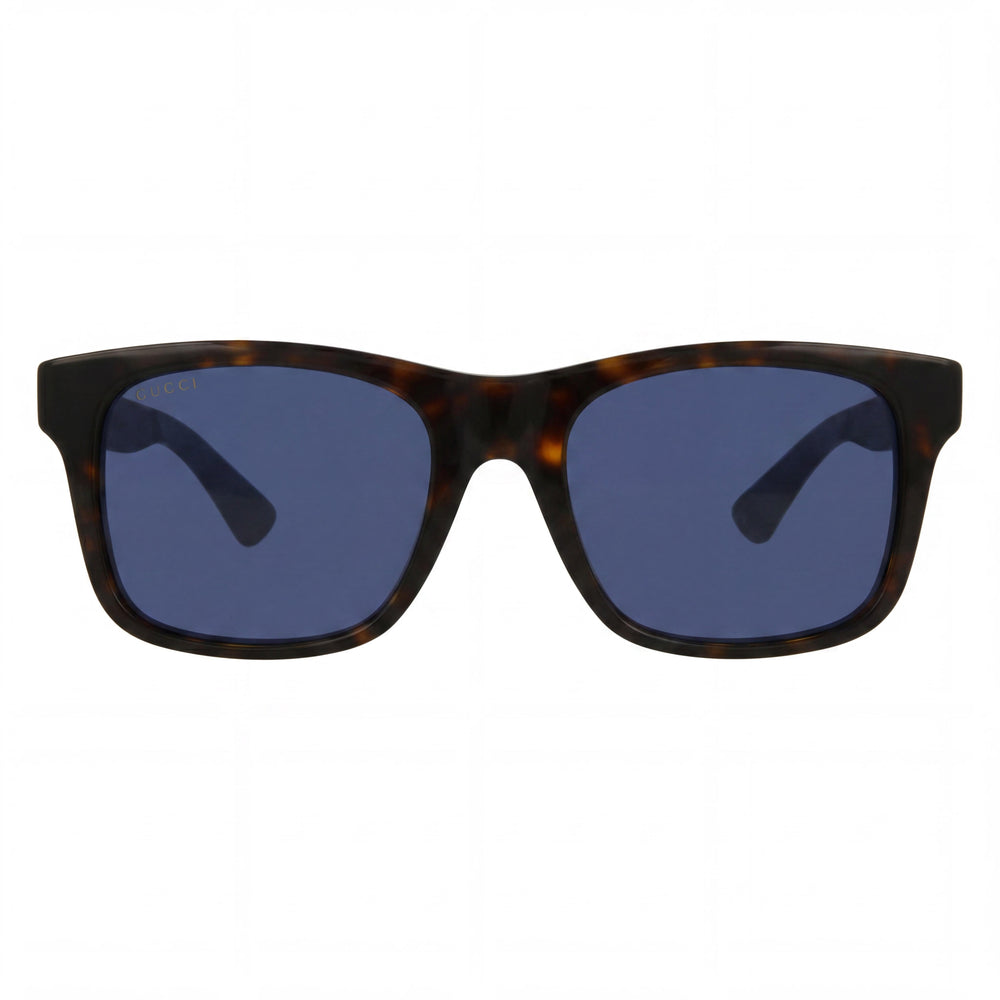 Gafas de sol Gucci Gg0008s-003 unisex, montura de plástico marrón havana, lentes de espejo azules de 53 mm rectangulares, no polarizadas con protección UV