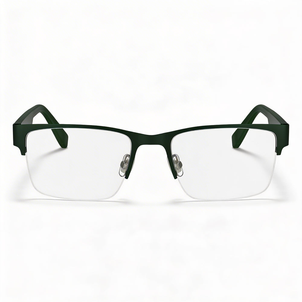 Gafas graduadas casuales Lacoste para hombre con montura verde mate y lentes de plástico, tamaño 54-19-145