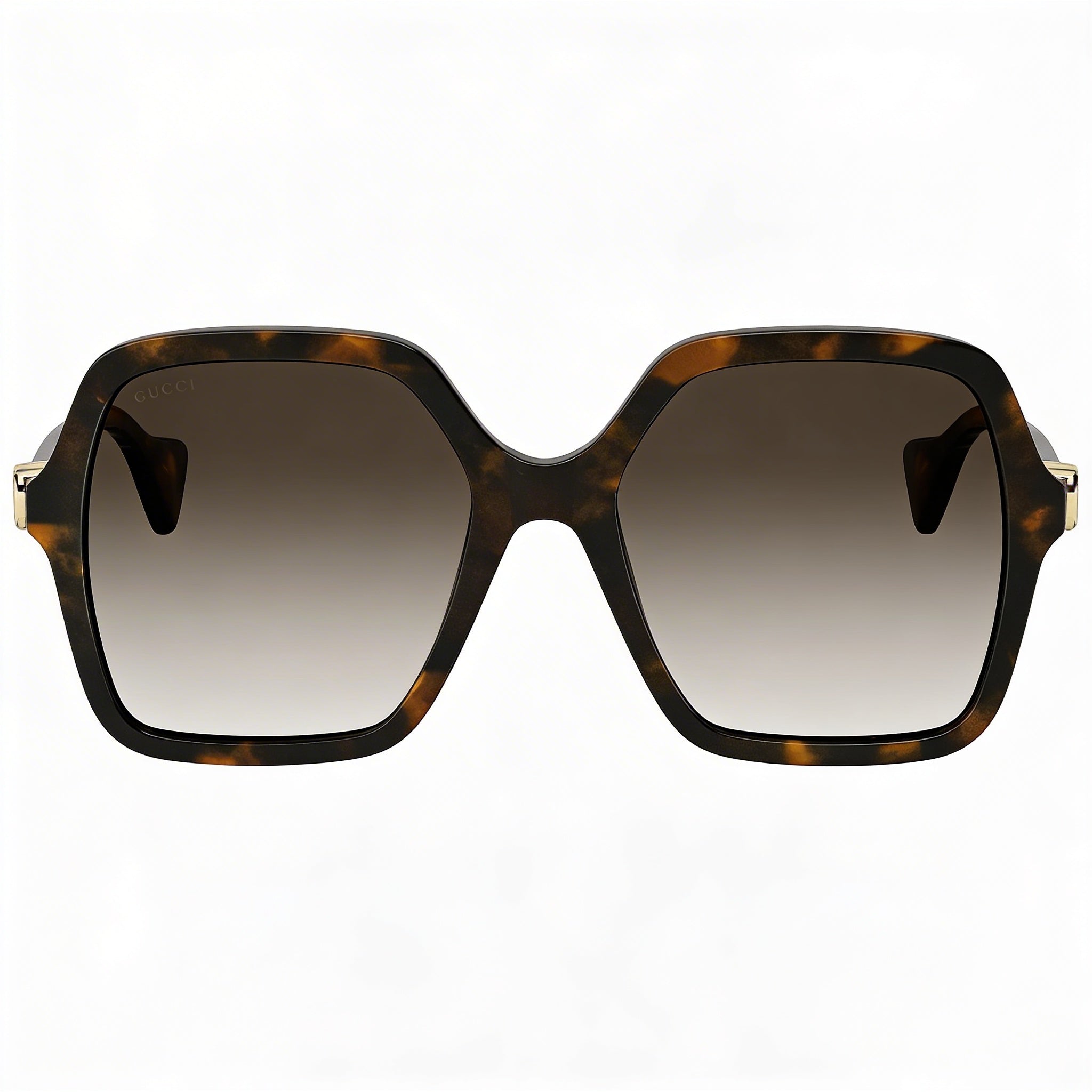 Gucci Gg1072s-002 Women's Square Shiny Dark Brown Havana Plastic Sunglasses with Gradient Brown Lenses 56mm, Photo 2