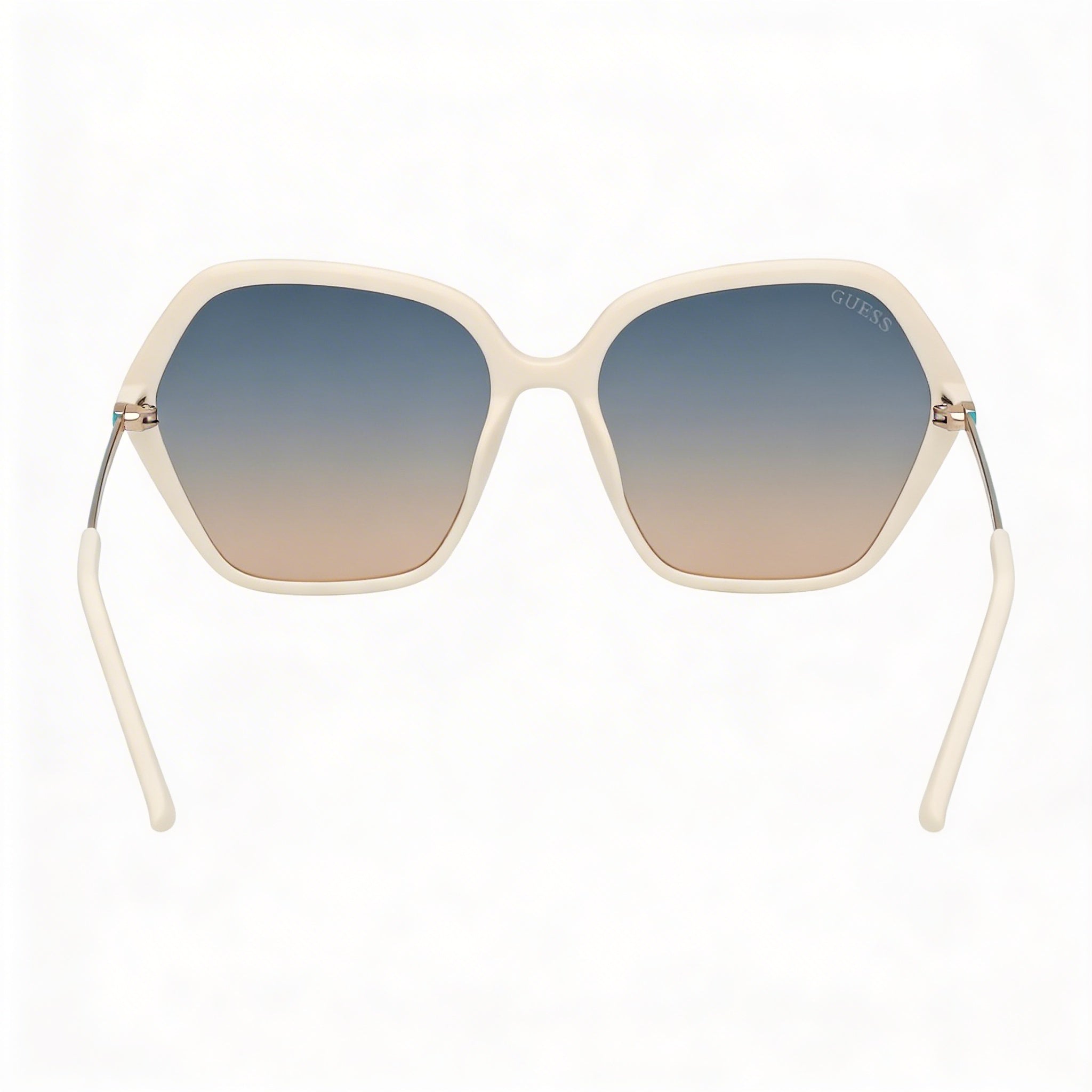 Guess Women's Anastasia Geometric Oversized Sunglasses, White Plastic Frame, Black brilliant Lenses, 55mm, Photo 2