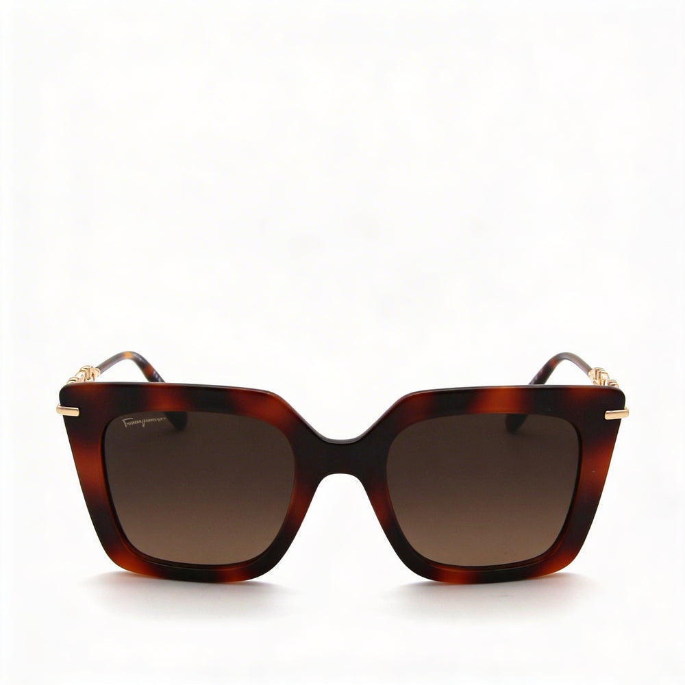 Gafas Clásicas Cuadradas de Mujer Ferragamo Clásico Habana Acero Aleado 51mm Protección UV Sin Polarizar