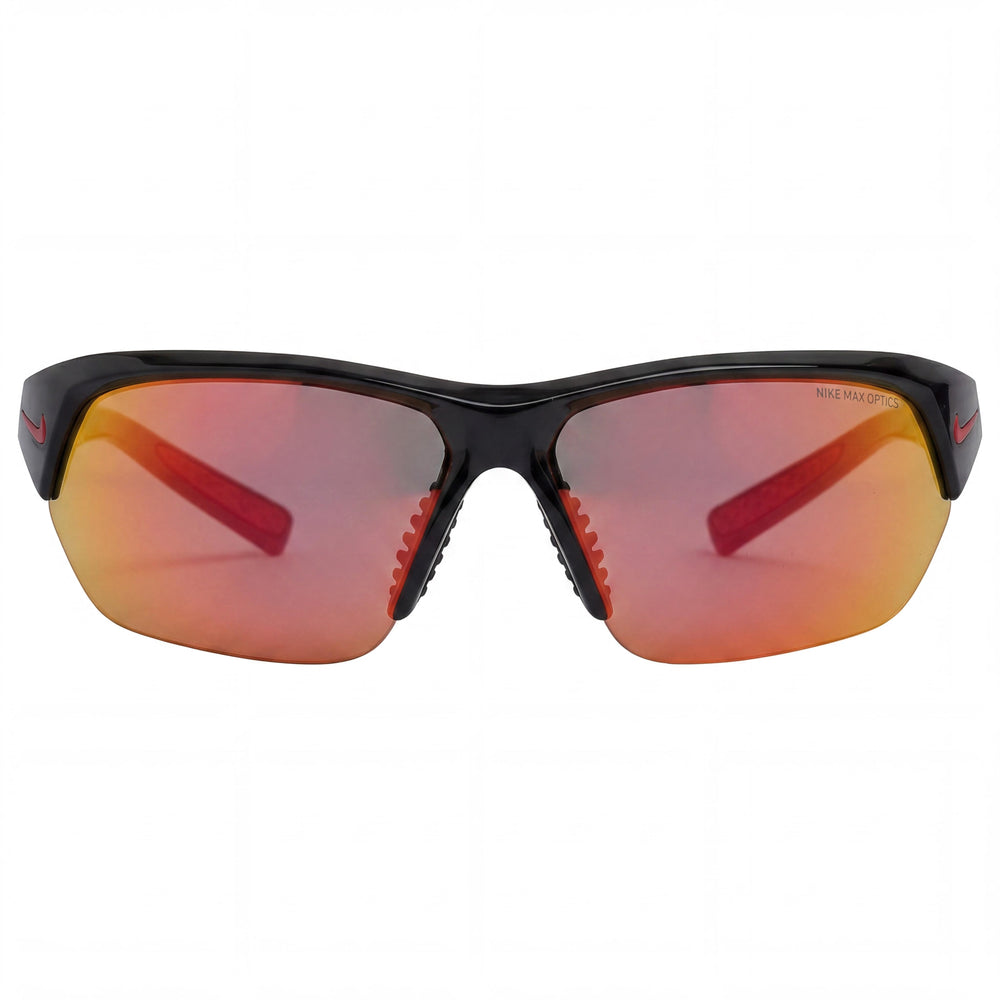 Gafas de sol envolventes Nike Skylon Ace DV2163 para hombre, montura de nailon negro, lentes de espejo rojo no polarizadas, protección UV400 del 100%, 71 mm