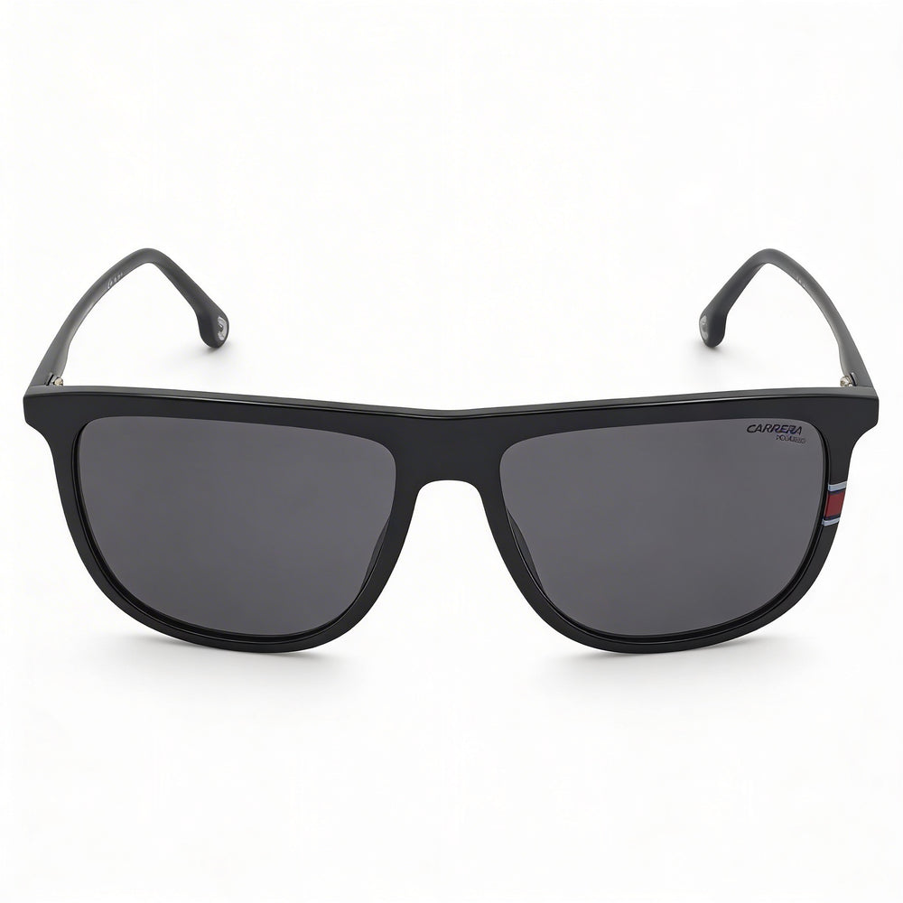 Gafas de sol unisex Carrera 218/S con montura de plástico negra y lentes polarizadas grises, 100 % protección UV, 58 mm