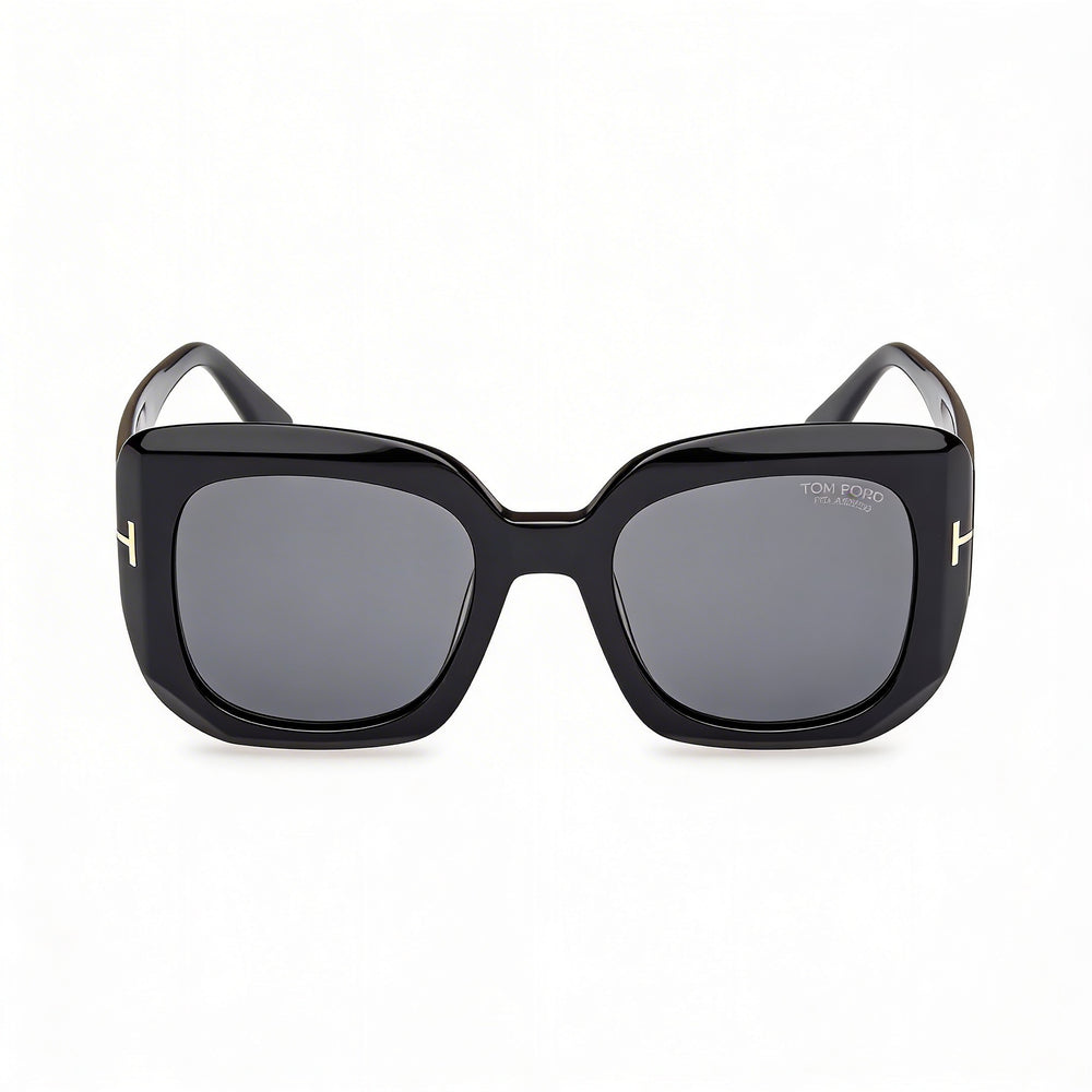 Tom Ford Ft1220 Women's Shiny Black Plastic Frame Eyewear with Smoke Lenses, Lens Width 52mm, Bridge 21mm, Temple 140mm
