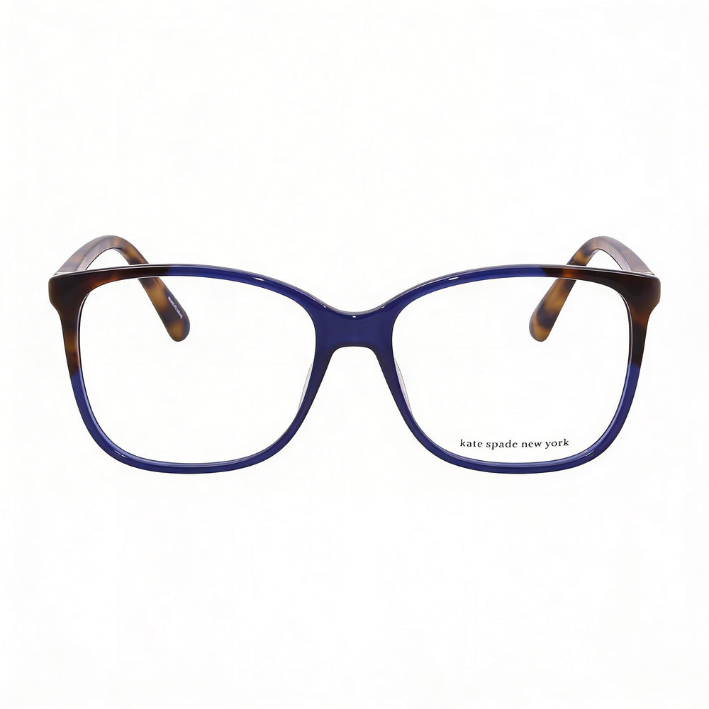 kate spade new york Karlyn Gafas de mujer de plástico azul Habana, rectangulares, lente de 53 mm, puente de 16 mm, patillas de 140 mm
