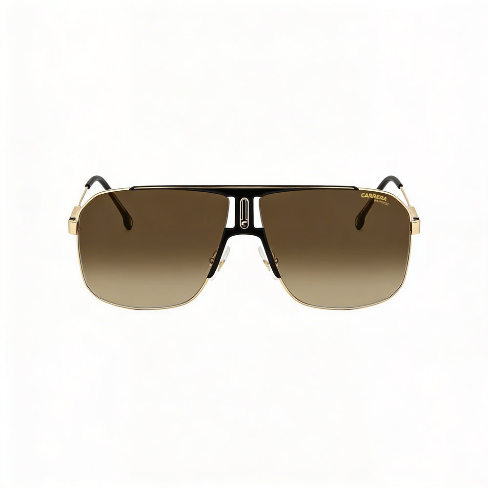 Carrera 1043/S Men's Lightweight Stainless Steel UV Protected Black Gold Brown Shaded Sunglasses 65mm
