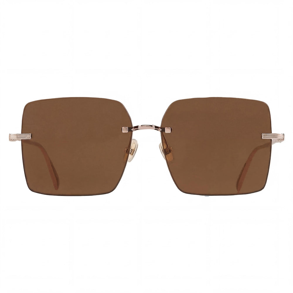 Salvatore Ferragamo SF311S Women's Square Metal UV Protected Sunglasses Rose Gold/Brown 60mm