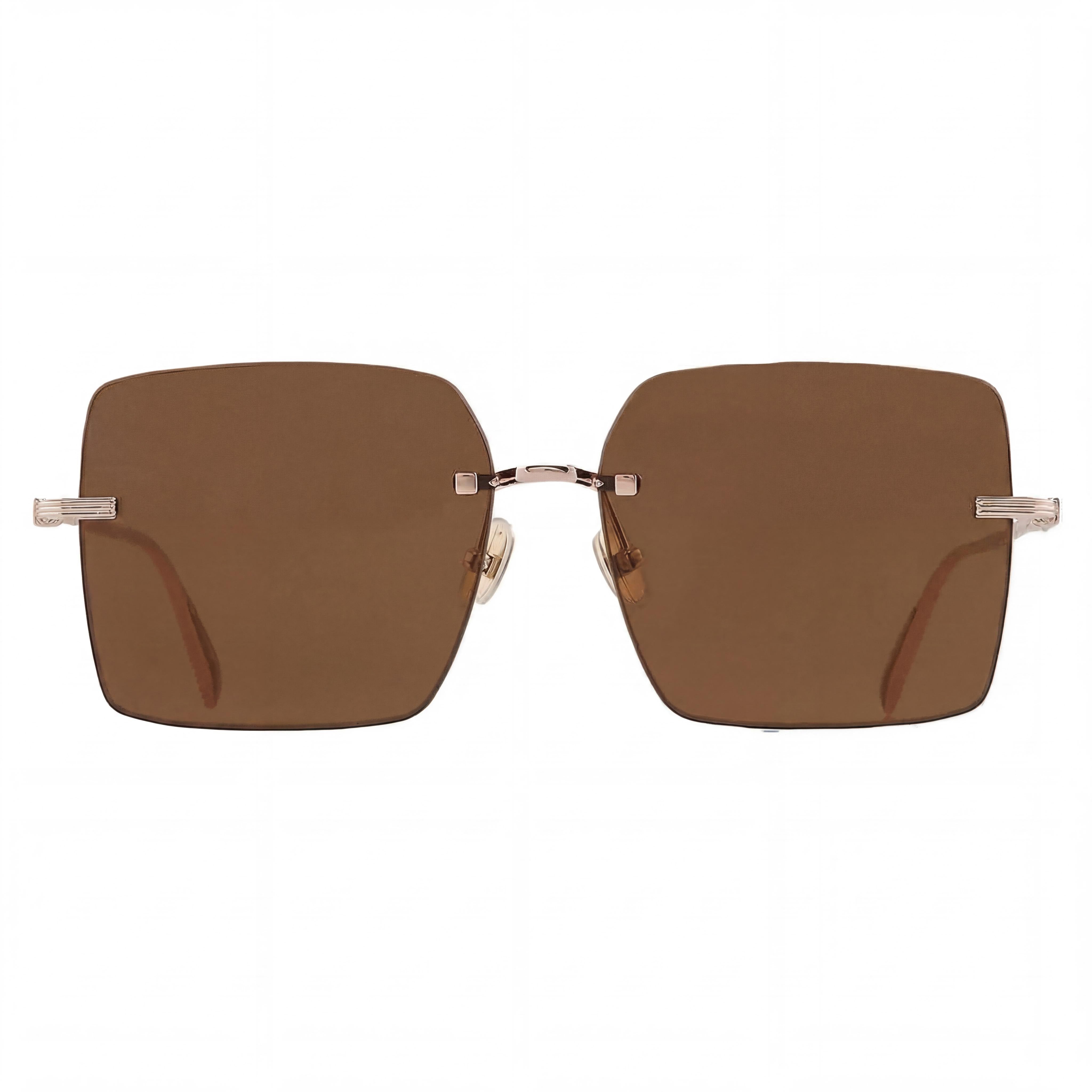 Salvatore Ferragamo SF311S Gafas de Sol Cuadradas de Metal con Protección UV para Mujer Oro Rosa/Marrón 60mm, Photo 2