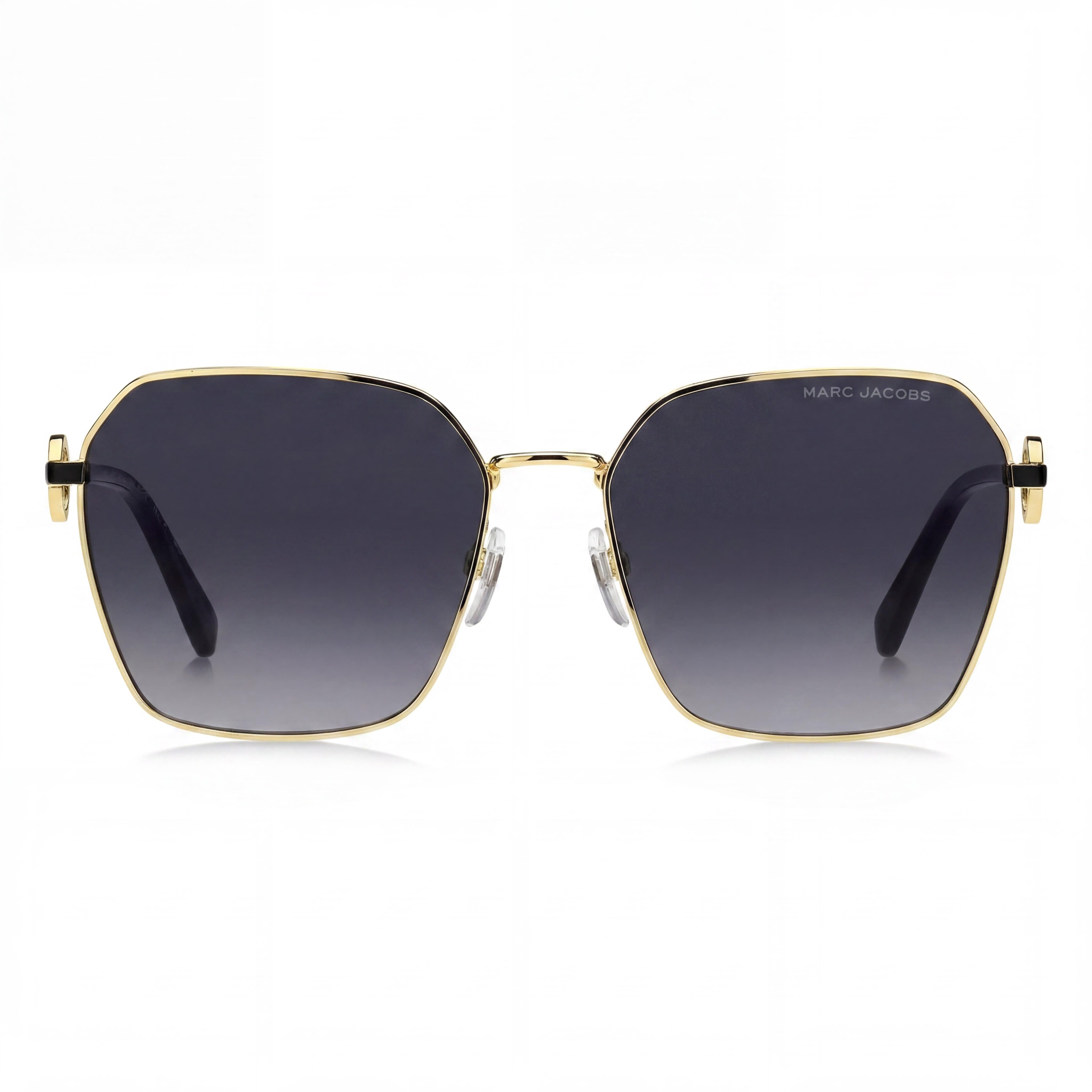 Marc Jacobs Square Women's Sunglasses, Gold Black Metal Frame, Dark Grey Shaded Lenses 58-17-140mm, Photo 2