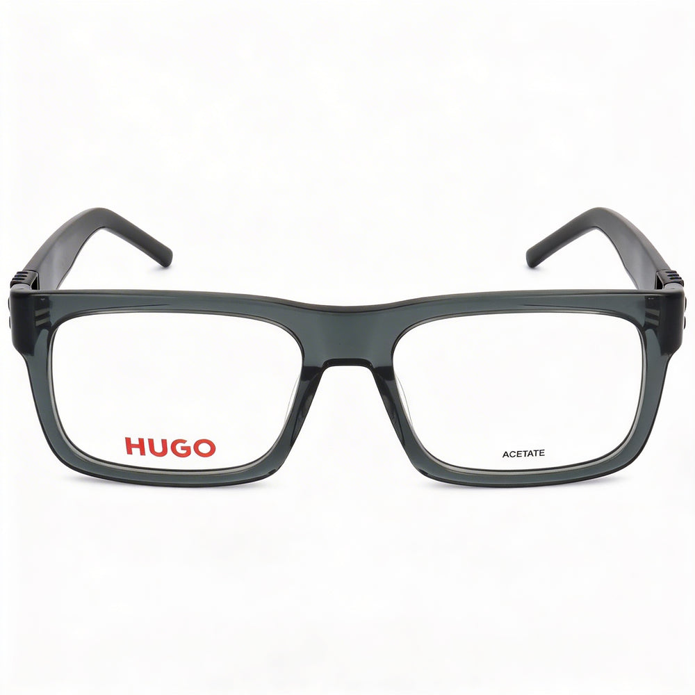 Montura de gafas rectangular para hombre Hugo Boss de la colección HUGO RECTANGULAR, modelo Hg 1257, acetato verde, 54 mm