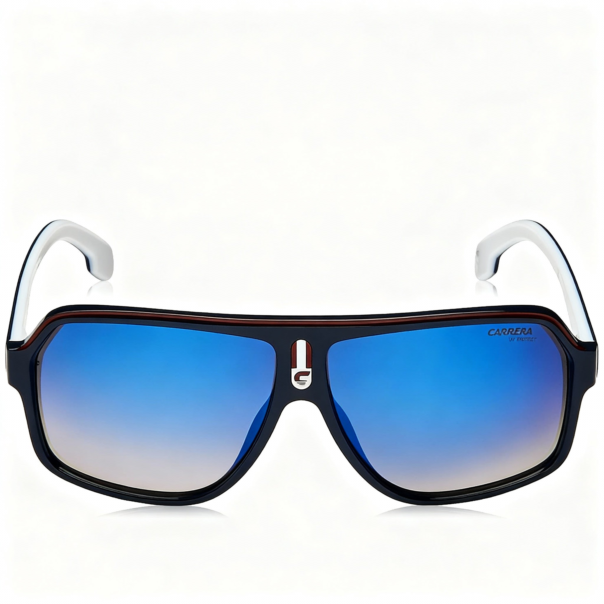 Carrera 1001/S Unisex Plastic Aviator Sunglasses, Blue Red Frame with Gray Multi Lenses, 62mm